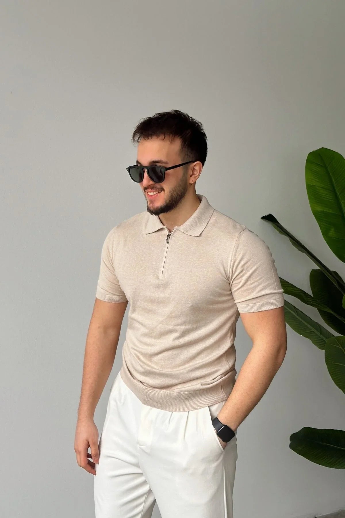 Osko Erkek Polo Yaka Pamuk Düz İnce Triko Tişört - Livio Ferri