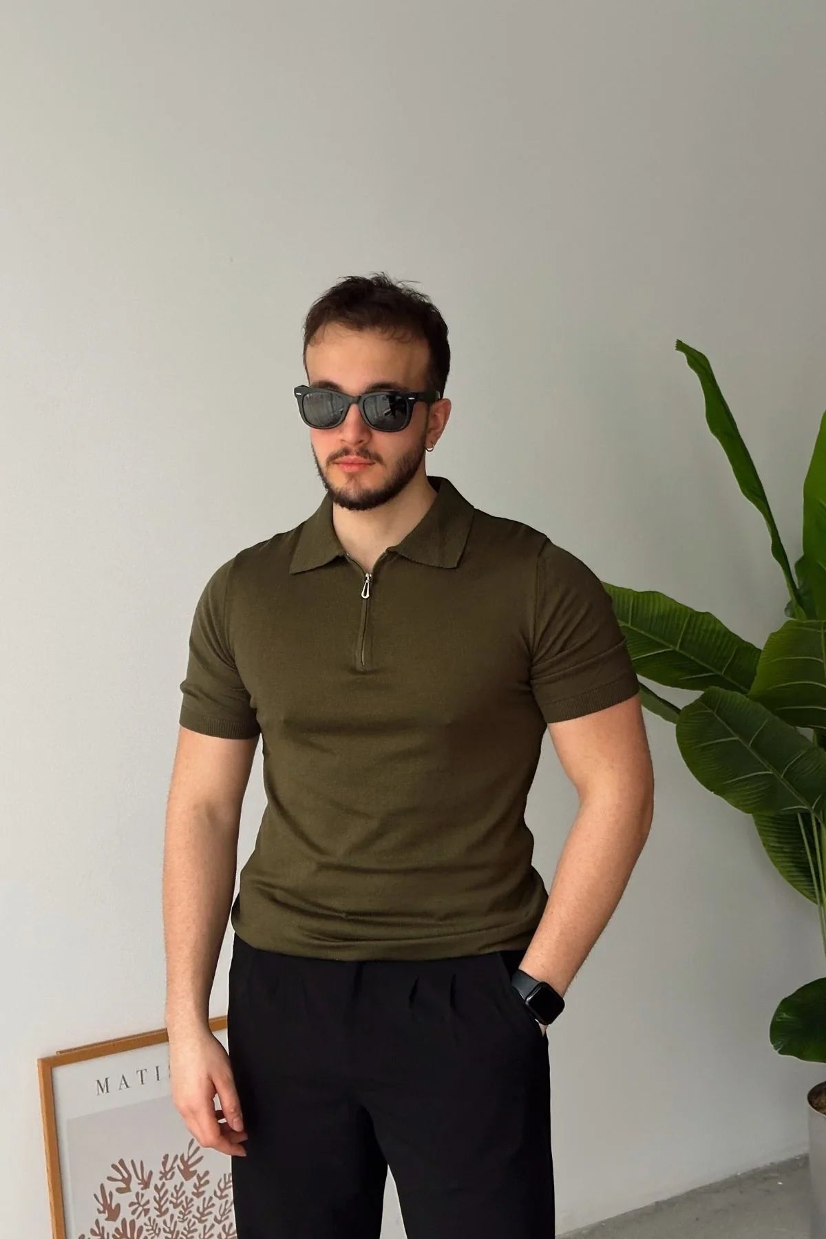 Osko Erkek Polo Yaka Pamuk Düz İnce Triko Tişört - Livio Ferri