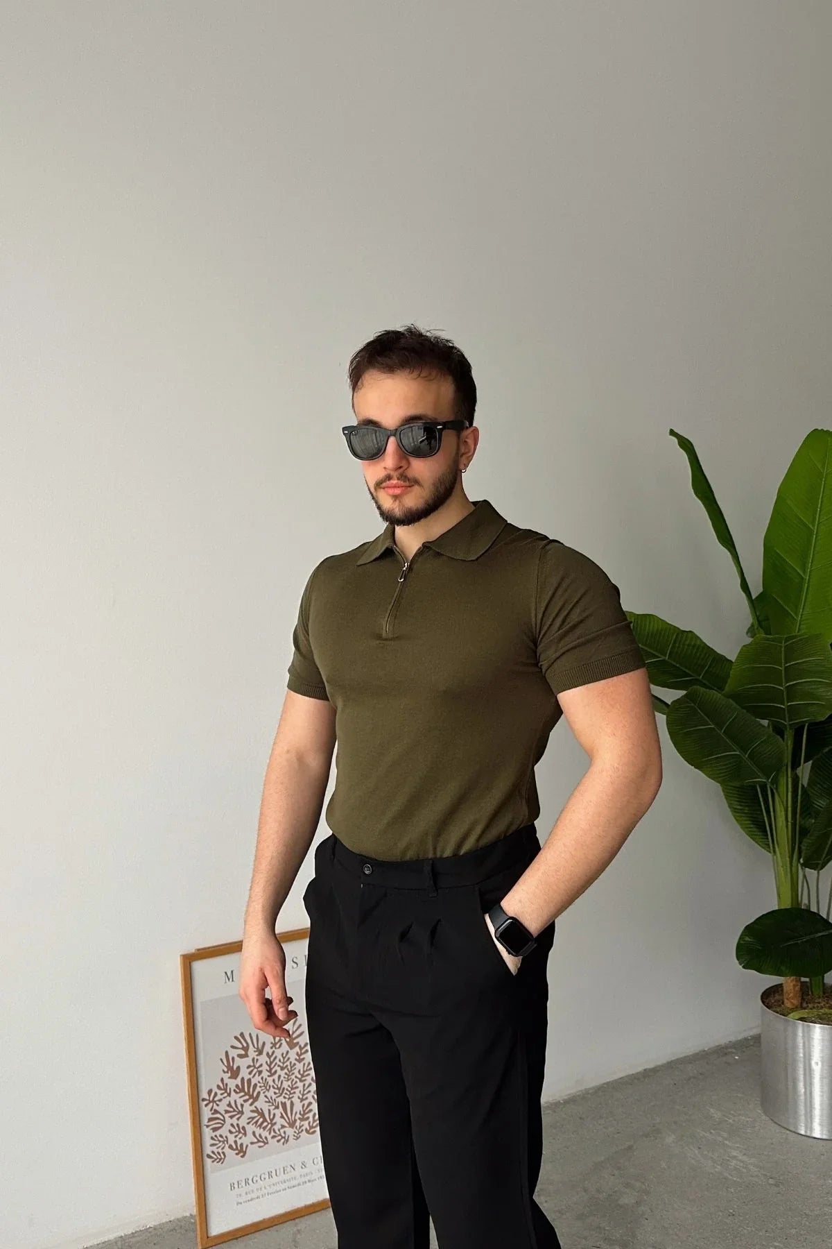 Osko Erkek Polo Yaka Pamuk Düz İnce Triko Tişört - Livio Ferri