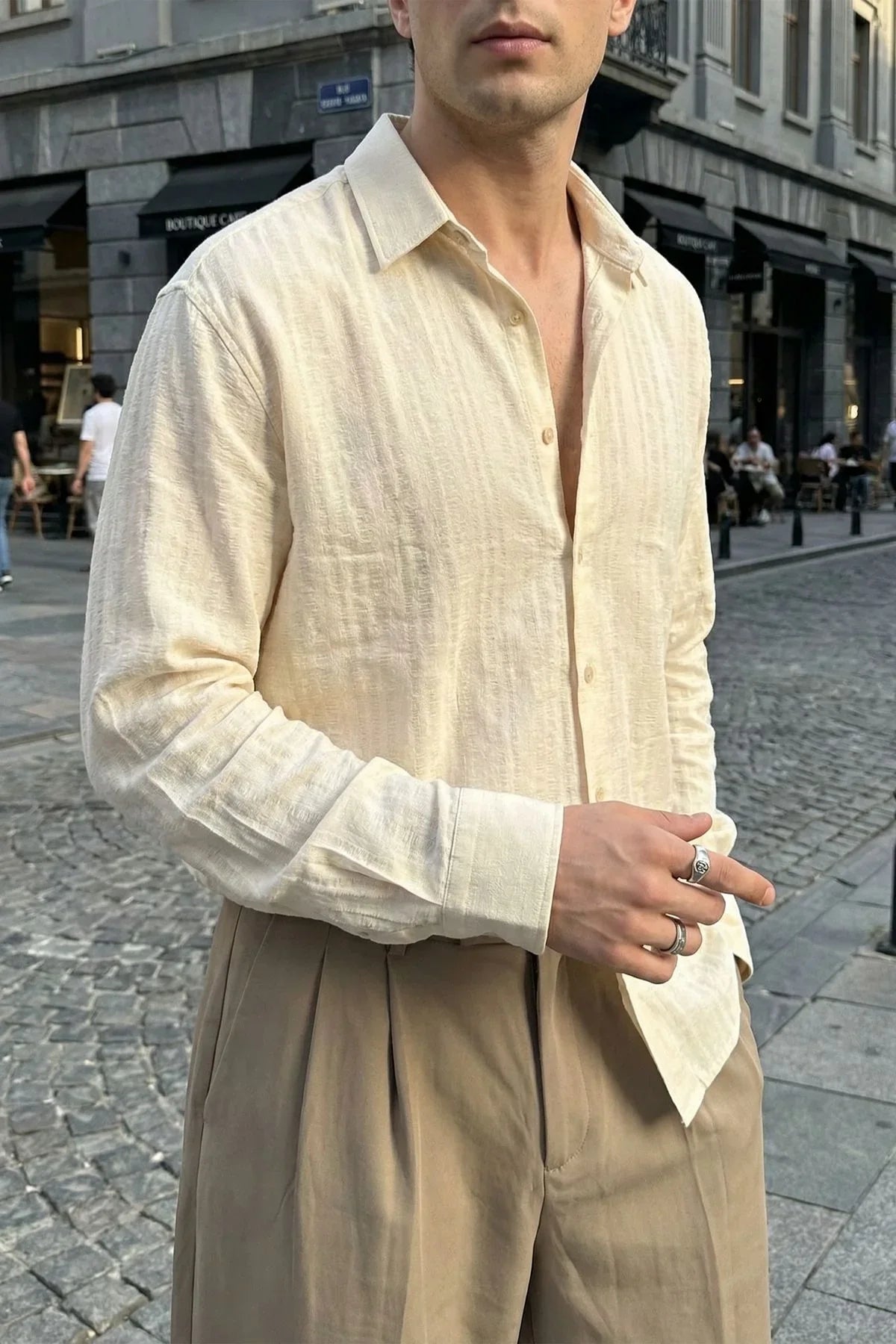 Portela Erkek %100 Pamuk Premium Oversize Erkek Gömlek - Livio Ferri