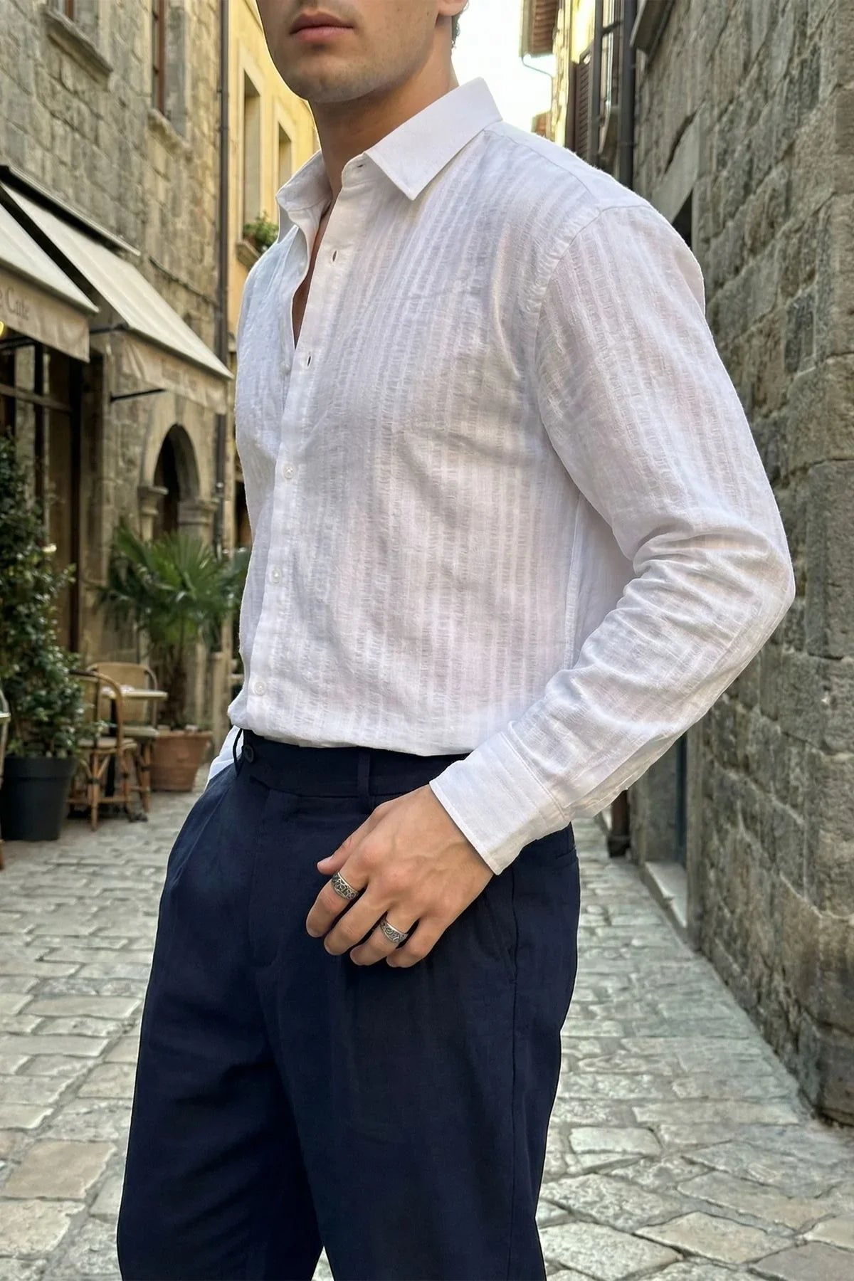 Portela Erkek %100 Pamuk Premium Oversize Erkek Gömlek - Livio Ferri
