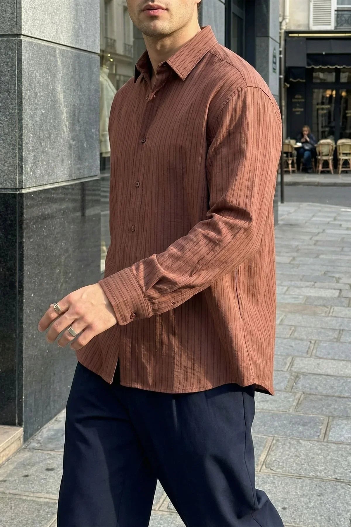 Portela Erkek %100 Pamuk Premium Oversize Erkek Gömlek - Livio Ferri