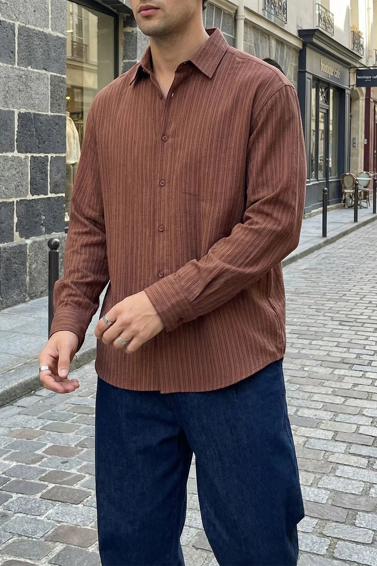 Portela Erkek %100 Pamuk Premium Oversize Erkek Gömlek - Livio Ferri