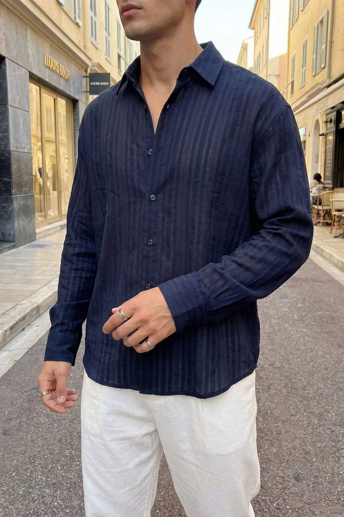 Portela Erkek %100 Pamuk Premium Oversize Erkek Gömlek - Livio Ferri