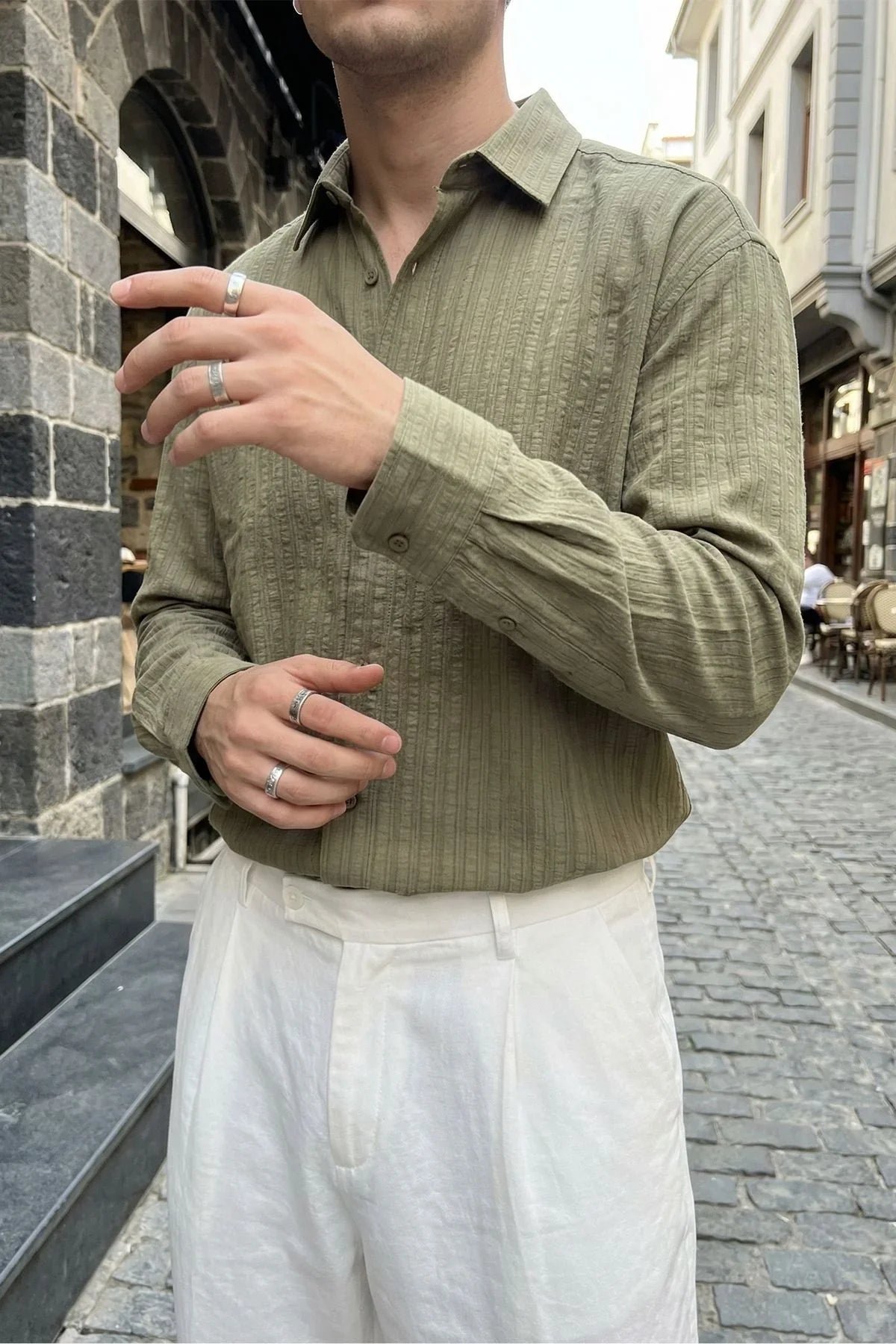 Portela Erkek %100 Pamuk Premium Oversize Erkek Gömlek - Livio Ferri