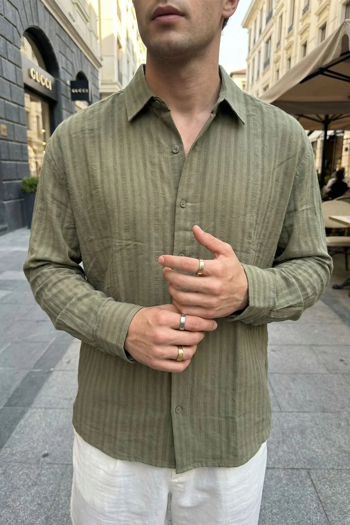 Portela Erkek %100 Pamuk Premium Oversize Erkek Gömlek - Livio Ferri