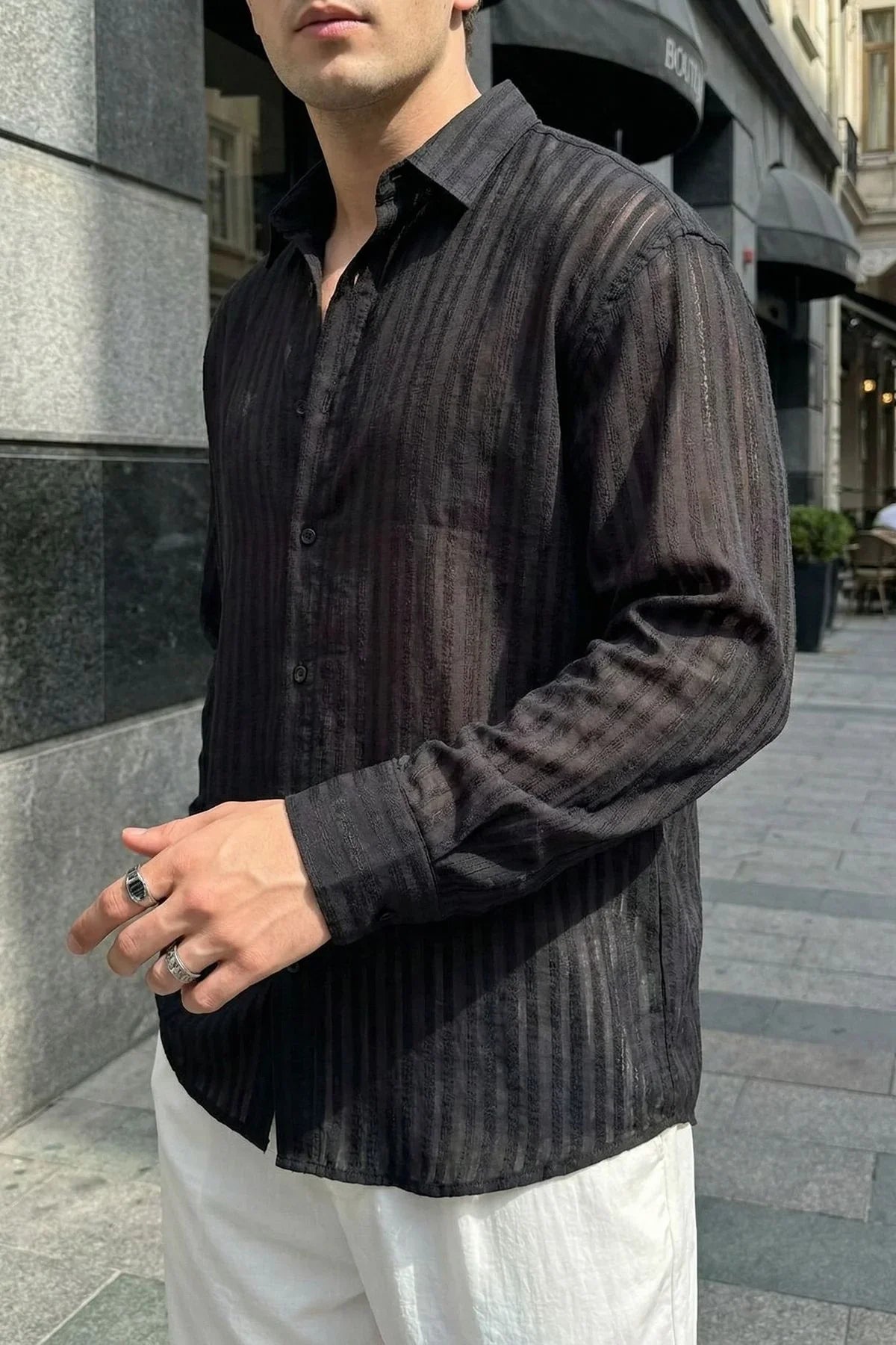 Portela Erkek %100 Pamuk Premium Oversize Erkek Gömlek - Livio Ferri