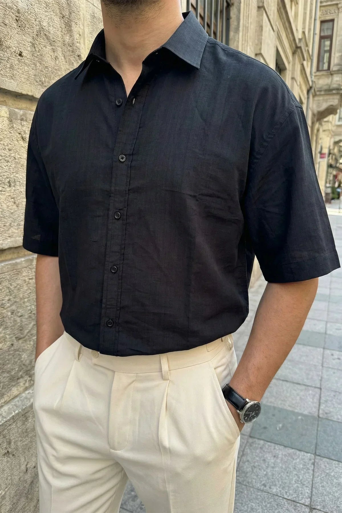 Saga Yüksek Kalite Modal Erkek Kısa Kol Gömlek Premium Dokulu - Livio Ferri