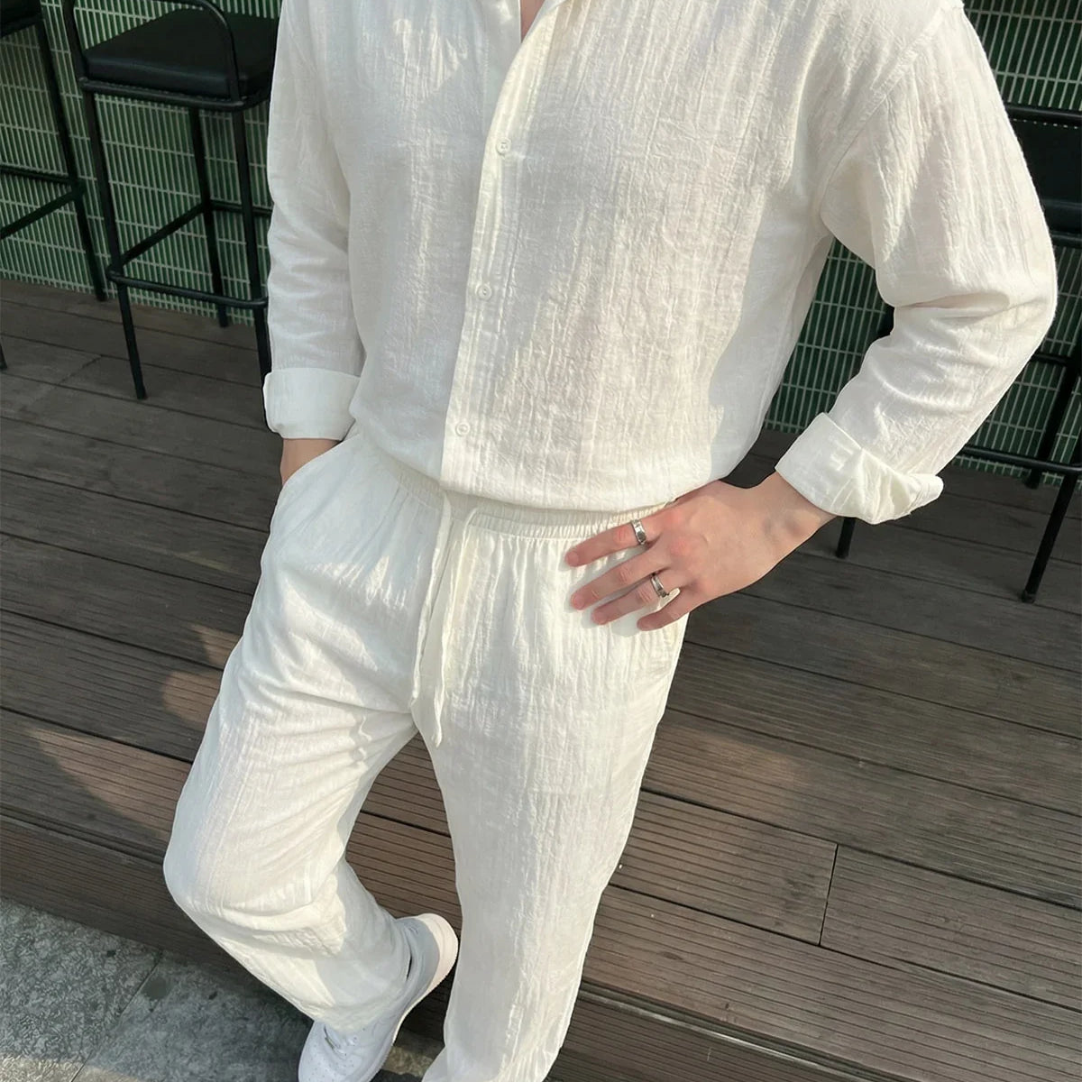 sonora-100-pamuk-oversize-krinkil-erkek-alt-ust-takim-27726 - Livio Ferri