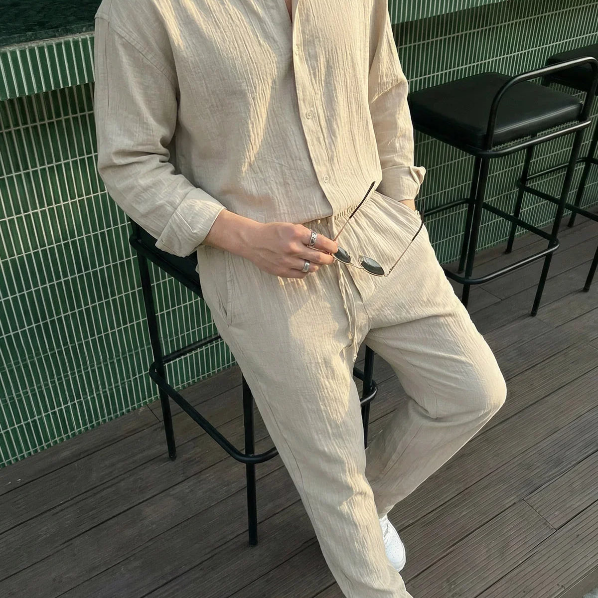 sonora-100-pamuk-oversize-krinkil-erkek-alt-ust-takim-27729 - Livio Ferri
