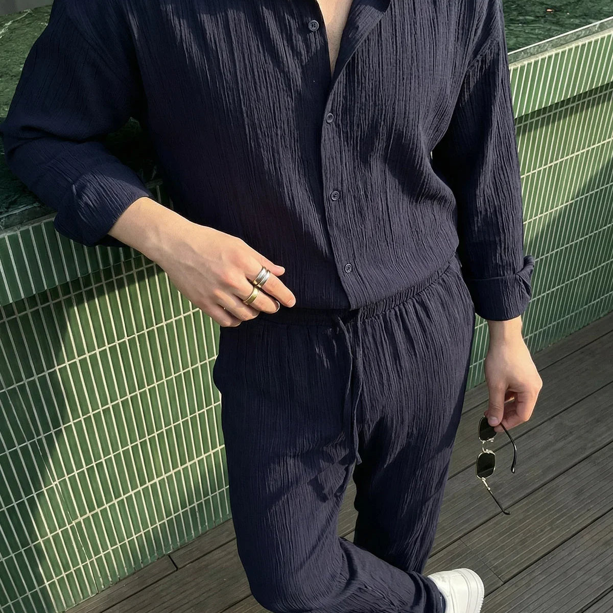 sonora-100-pamuk-oversize-krinkil-erkek-alt-ust-takim-27748 - Livio Ferri