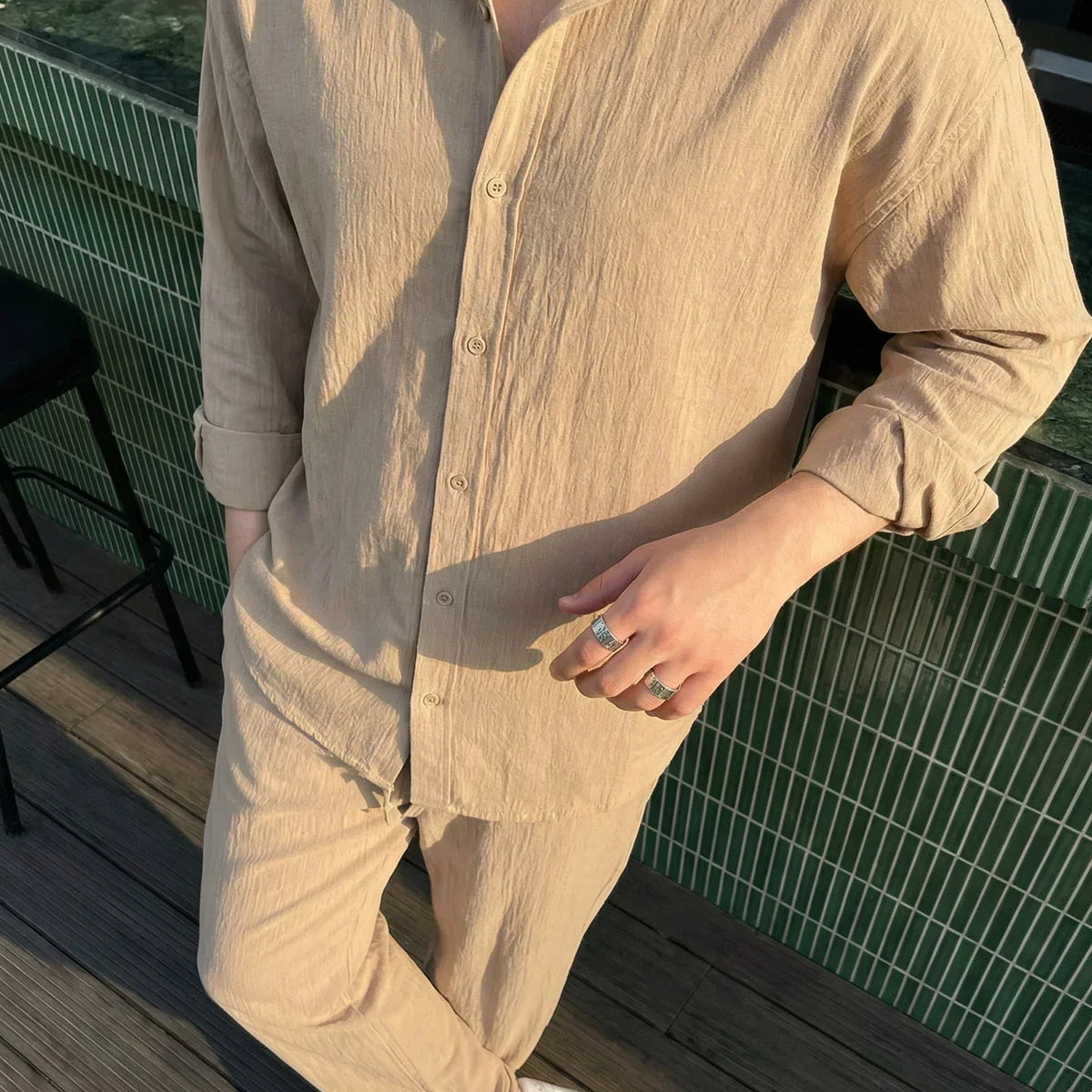 sonora-100-pamuk-oversize-krinkil-erkek-alt-ust-takim-27762 - Livio Ferri