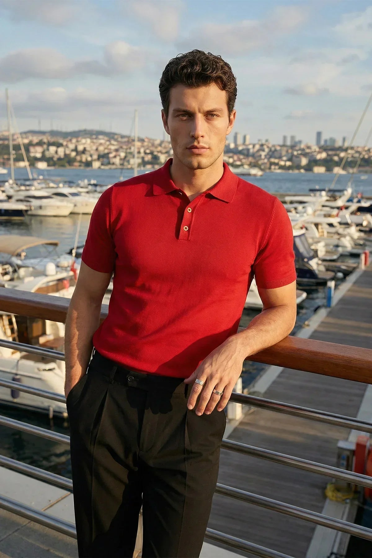 Surin Premium Pamuk Triko Polo Yaka Regular Fit Erkek Tişört - Livio Ferri