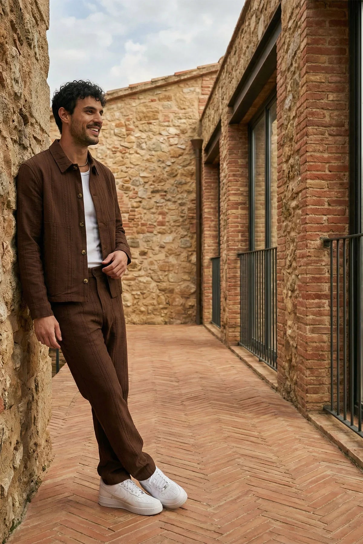 Talbot Premium Keten Desenli Düğmeli Ceket Pantolon Erkek Takım Relax Kalıp - Livio Ferri