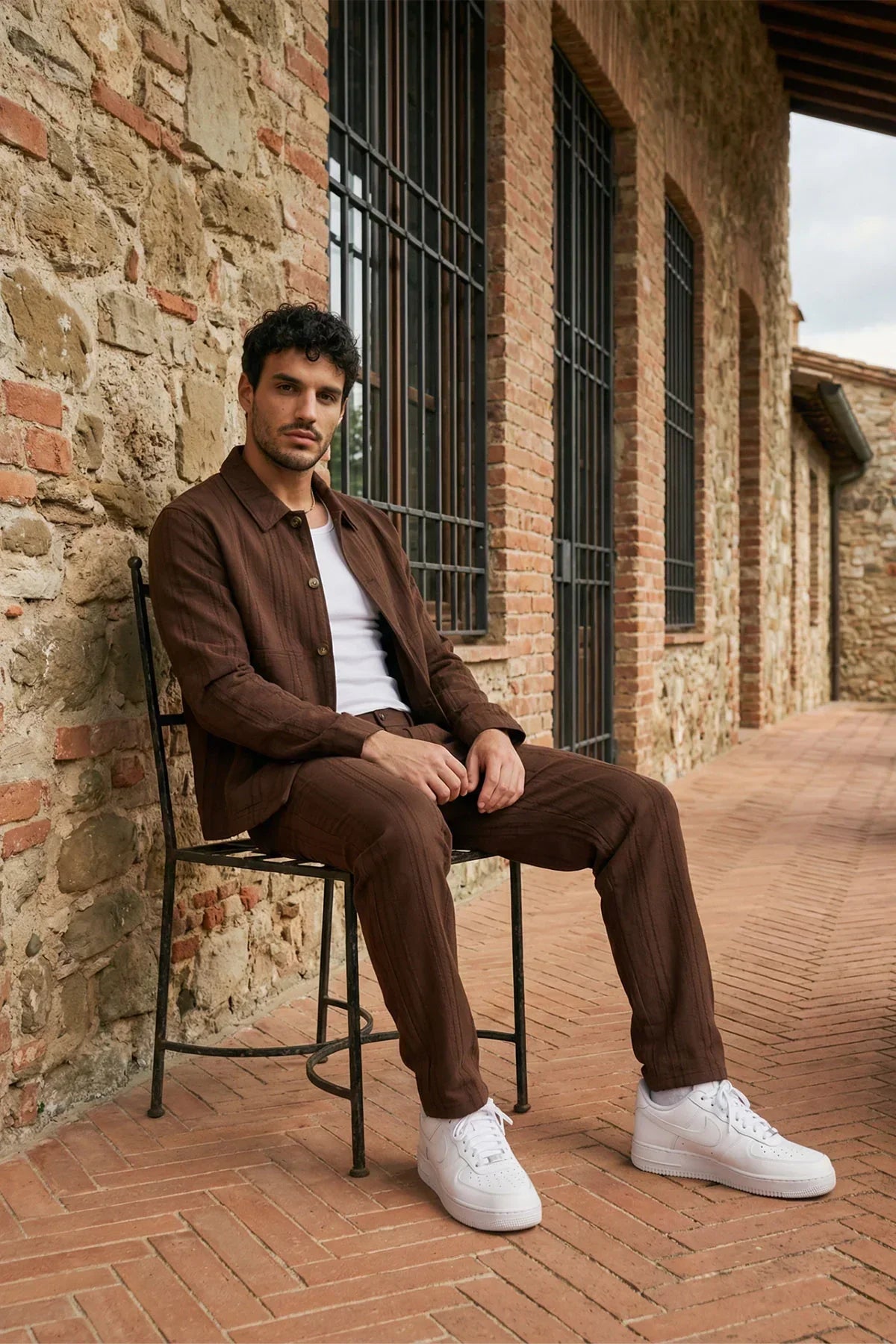 Talbot Premium Keten Desenli Düğmeli Ceket Pantolon Erkek Takım Relax Kalıp - Livio Ferri