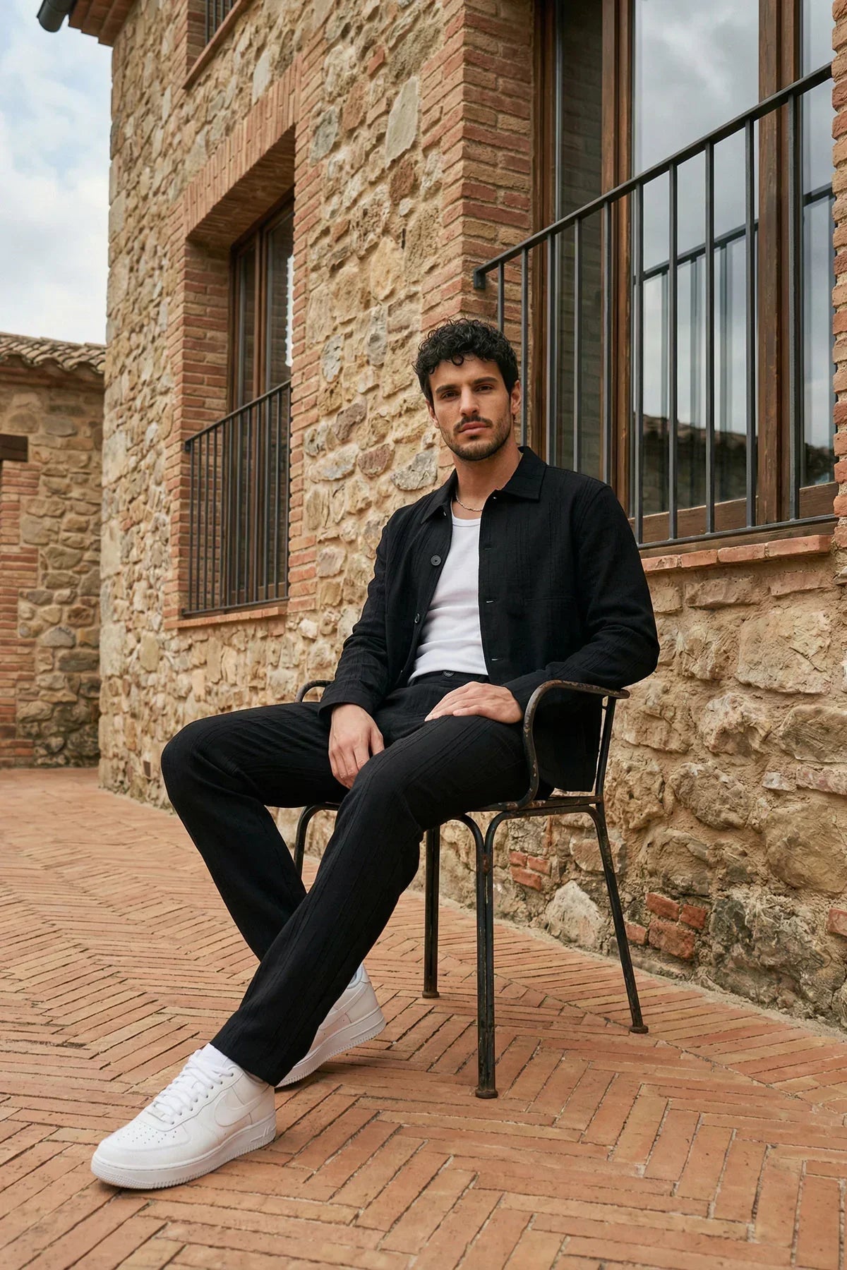 Talbot Premium Keten Desenli Düğmeli Ceket Pantolon Erkek Takım Relax Kalıp - Livio Ferri