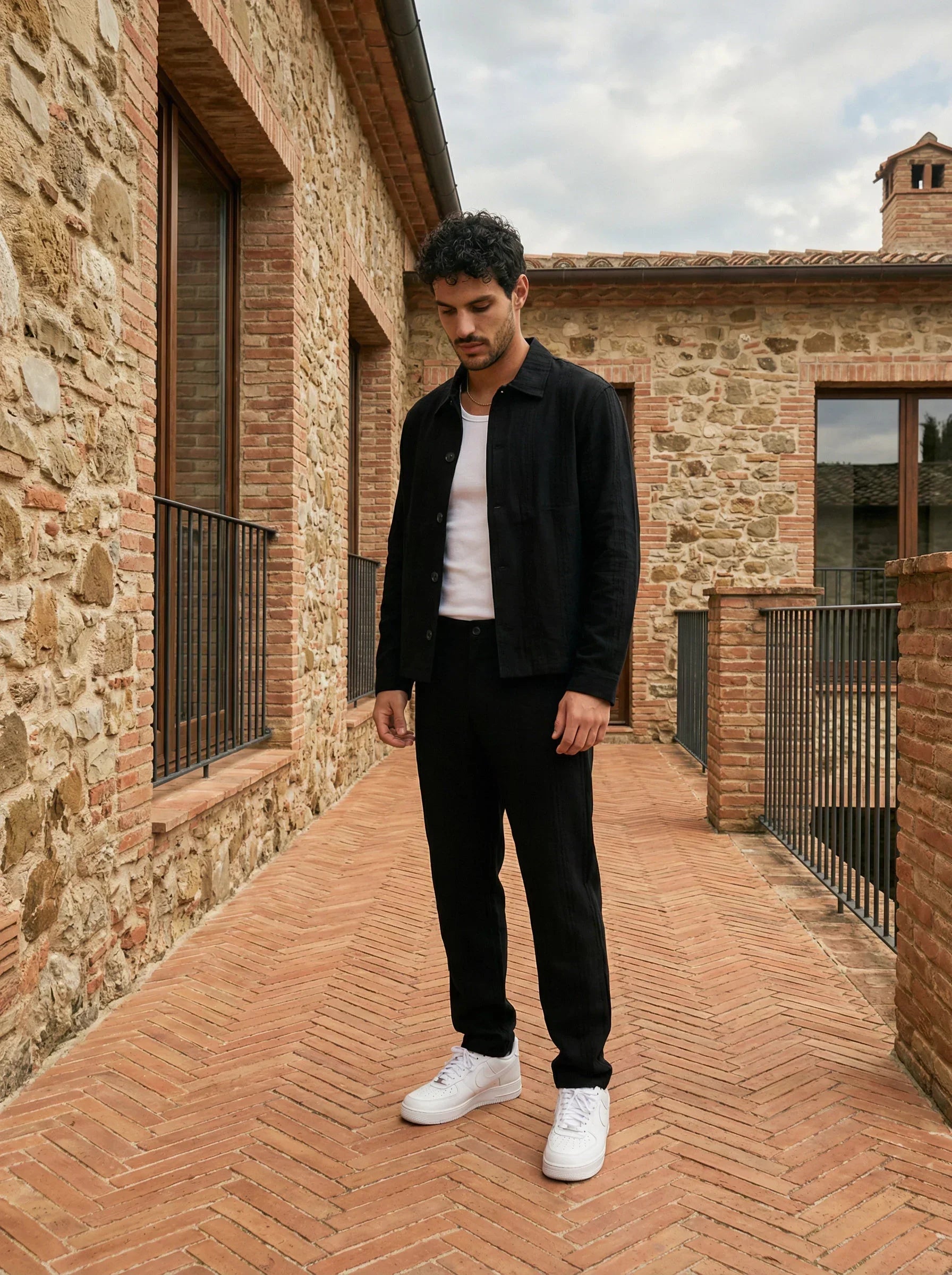 Talbot Premium Keten Desenli Düğmeli Ceket Pantolon Erkek Takım Relax Kalıp - Livio Ferri