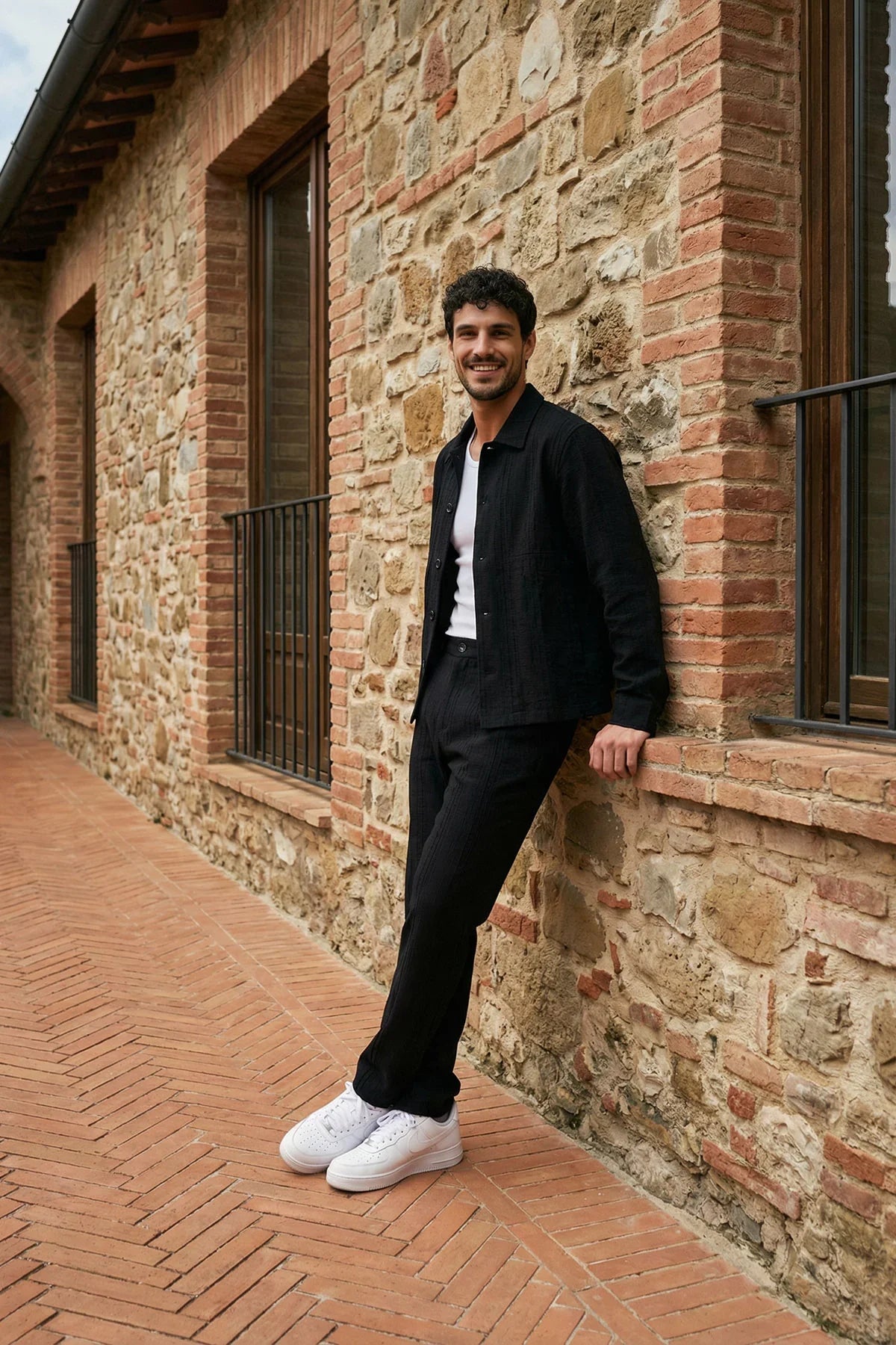 Talbot Premium Keten Desenli Düğmeli Ceket Pantolon Erkek Takım Relax Kalıp - Livio Ferri