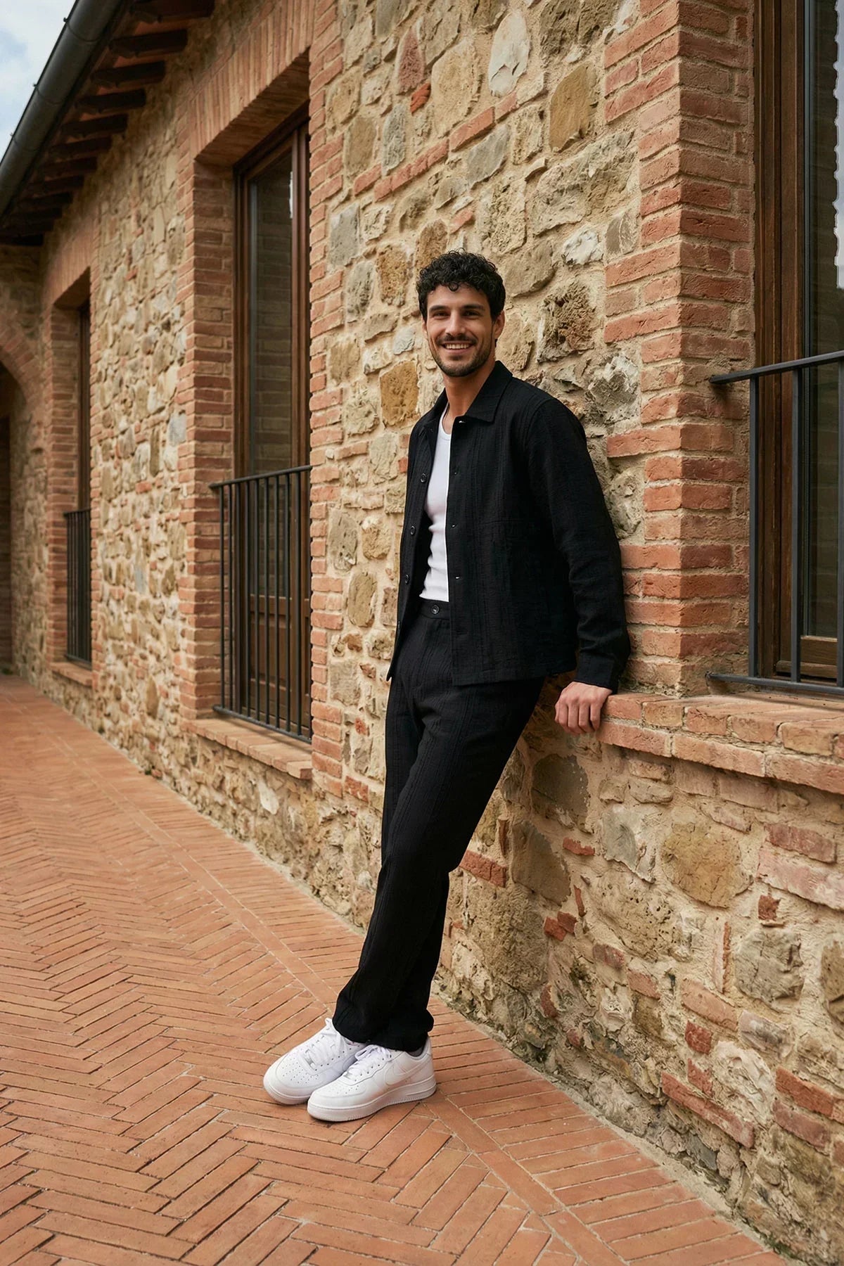Talbot Premium Keten Desenli Düğmeli Ceket Pantolon Erkek Takım Relax Kalıp - Livio Ferri