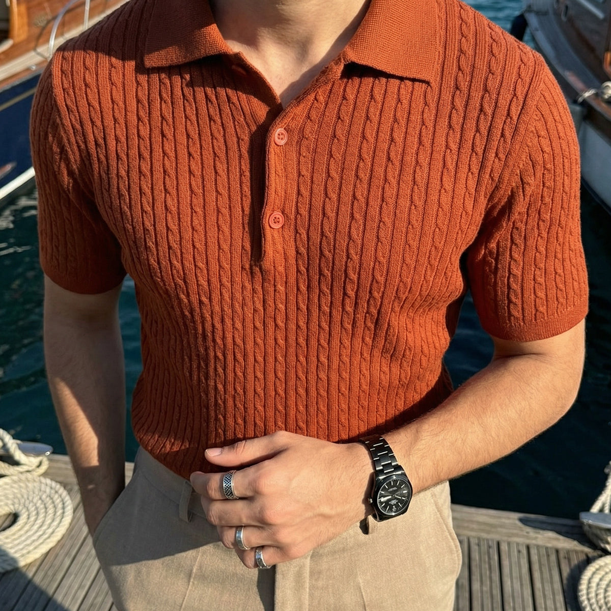 Tangi Premium Pamuk Slim Fit Polo Yaka Erkek Triko Tişört