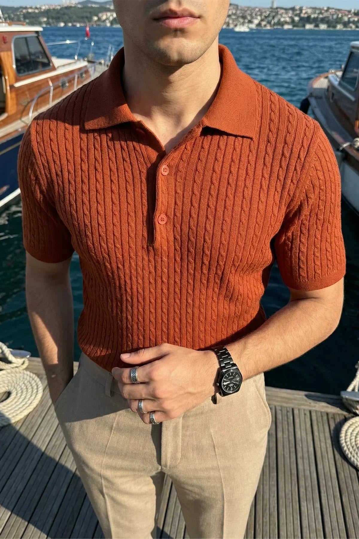 Tangi Premium Pamuk Slim Fit Polo Yaka Erkek Triko Tişört - Livio Ferri