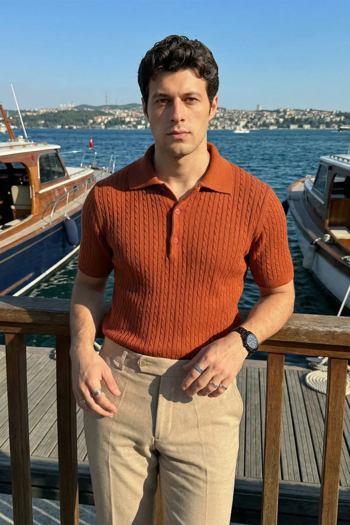 Tangi Premium Pamuk Slim Fit Polo Yaka Erkek Triko Tişört - Livio Ferri