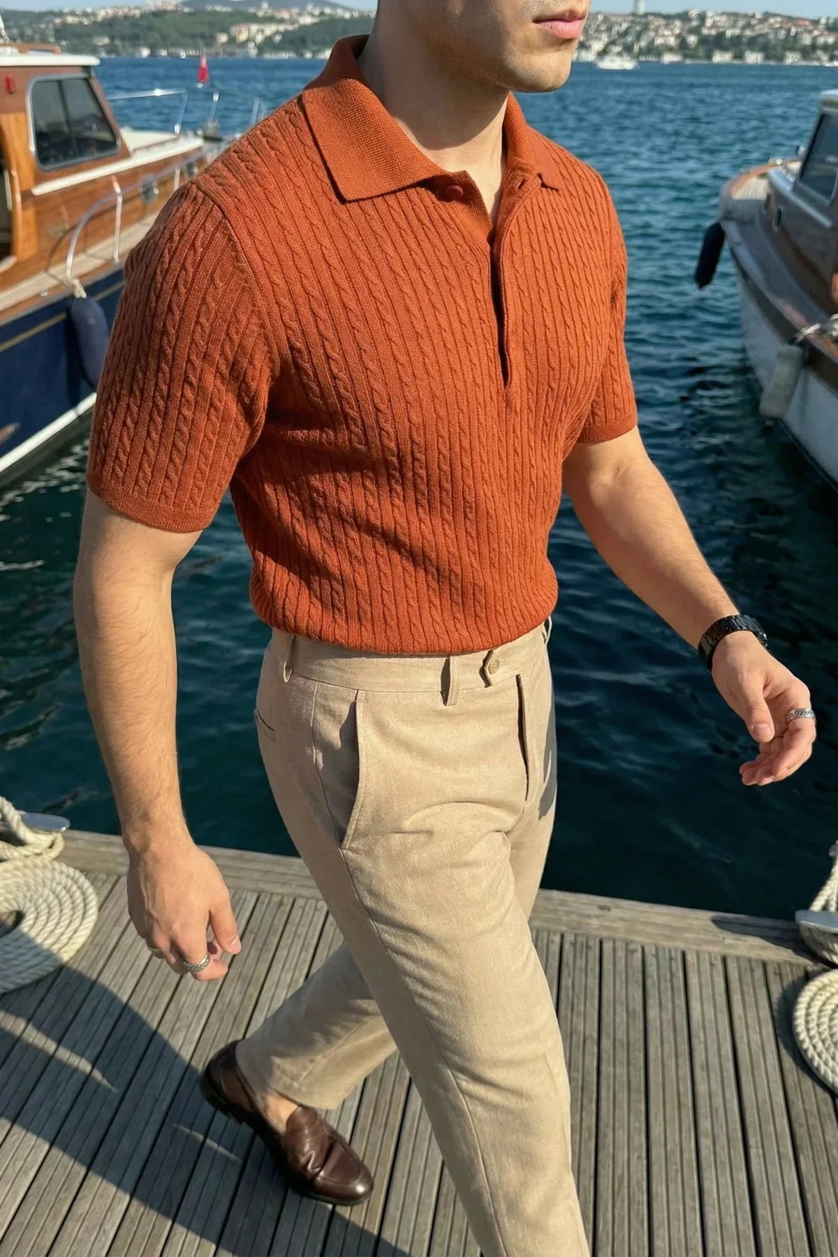 Tangi Premium Pamuk Slim Fit Polo Yaka Erkek Triko Tişört - Livio Ferri