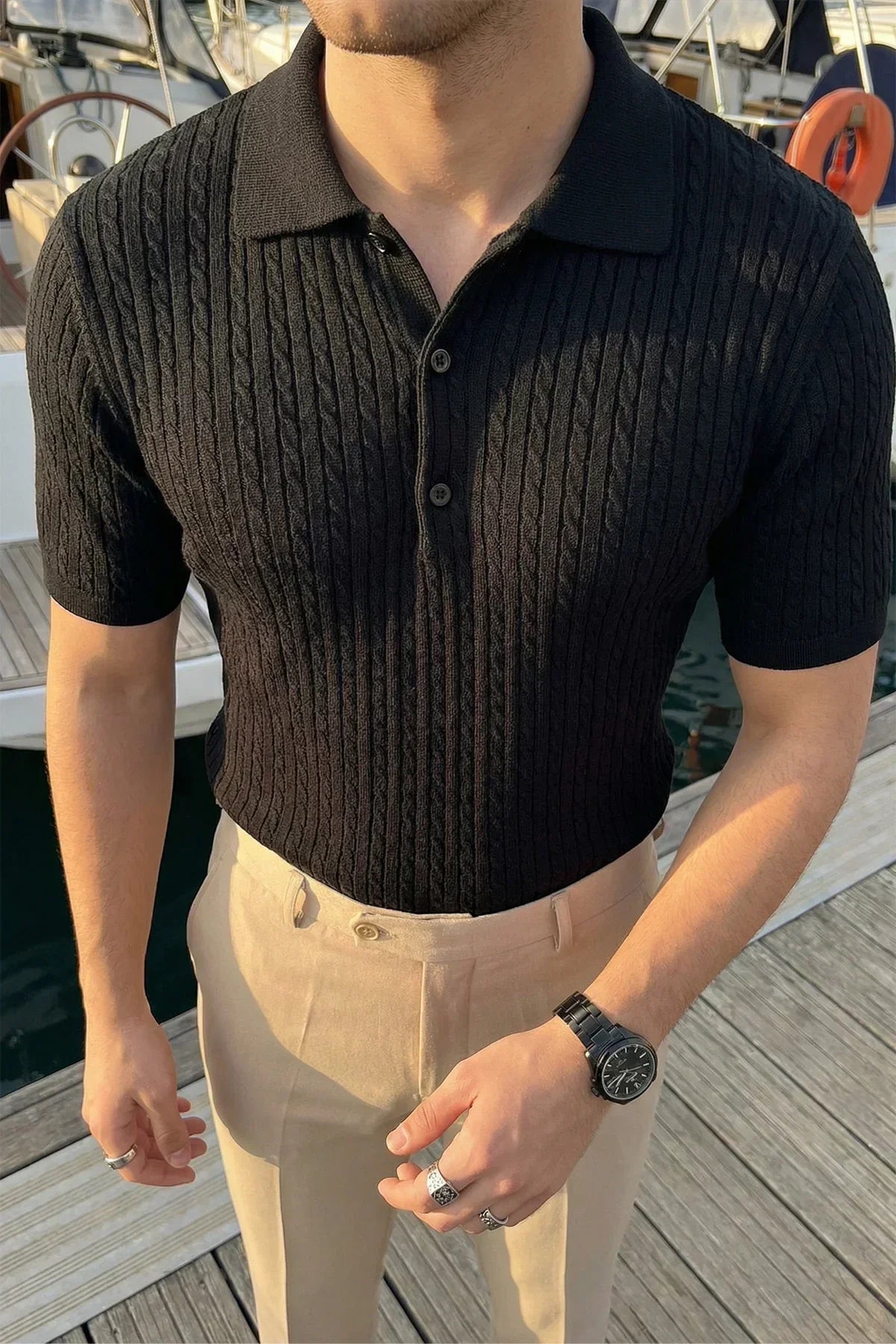 Tangi Premium Pamuk Slim Fit Polo Yaka Erkek Triko Tişört - Livio Ferri