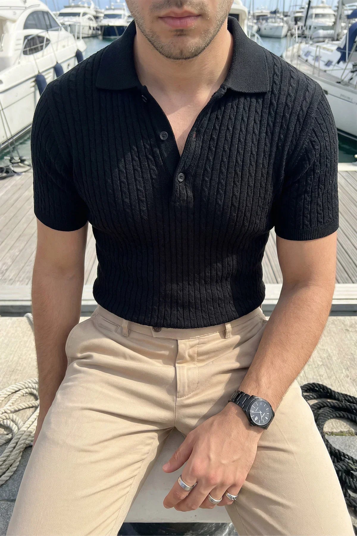 Tangi Premium Pamuk Slim Fit Polo Yaka Erkek Triko Tişört - Livio Ferri
