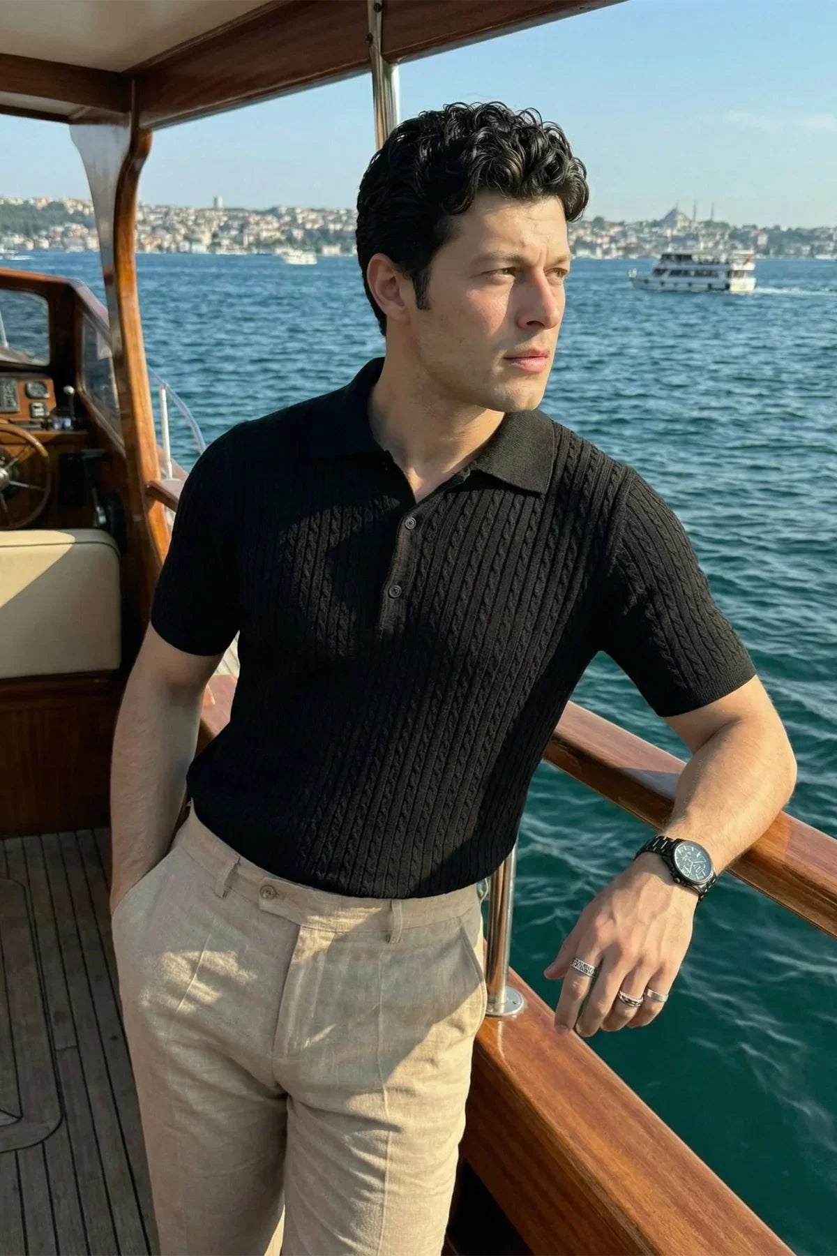 Tangi Premium Pamuk Slim Fit Polo Yaka Erkek Triko Tişört - Livio Ferri