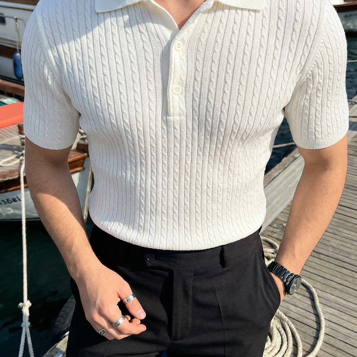 Tangi Premium Pamuk Slim Fit Polo Yaka Erkek Triko Tişört