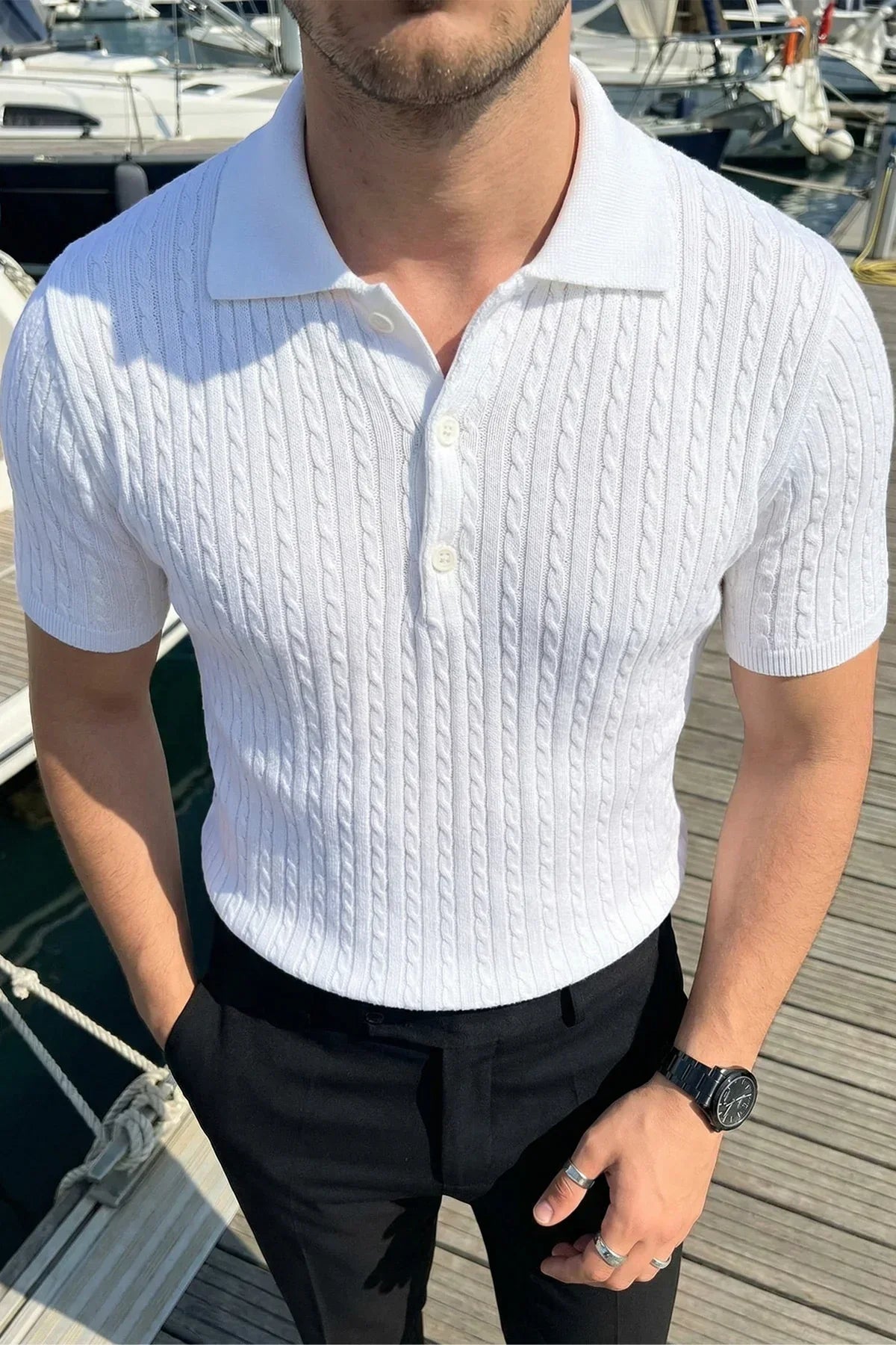 Tangi Premium Pamuk Slim Fit Polo Yaka Erkek Triko Tişört - Livio Ferri