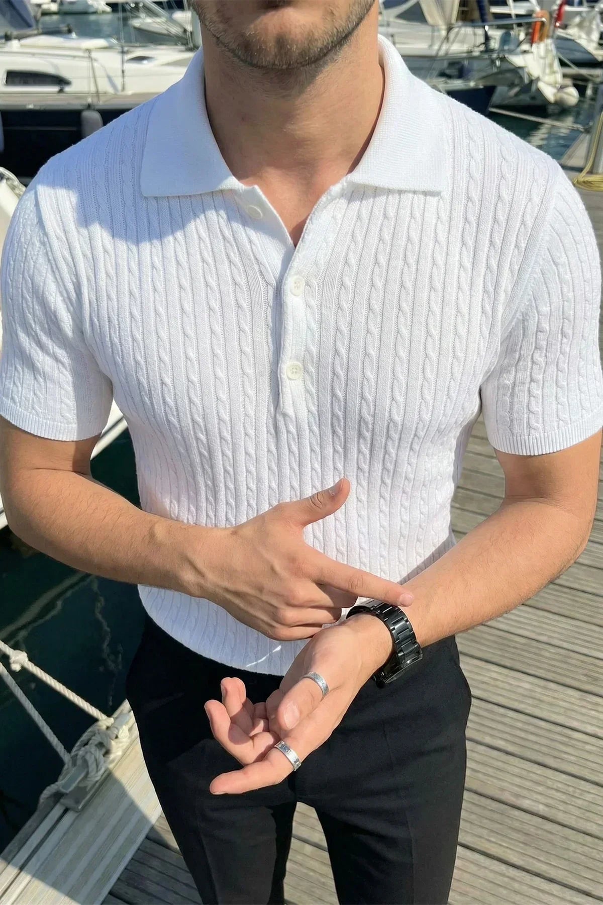 Tangi Premium Pamuk Slim Fit Polo Yaka Erkek Triko Tişört - Livio Ferri