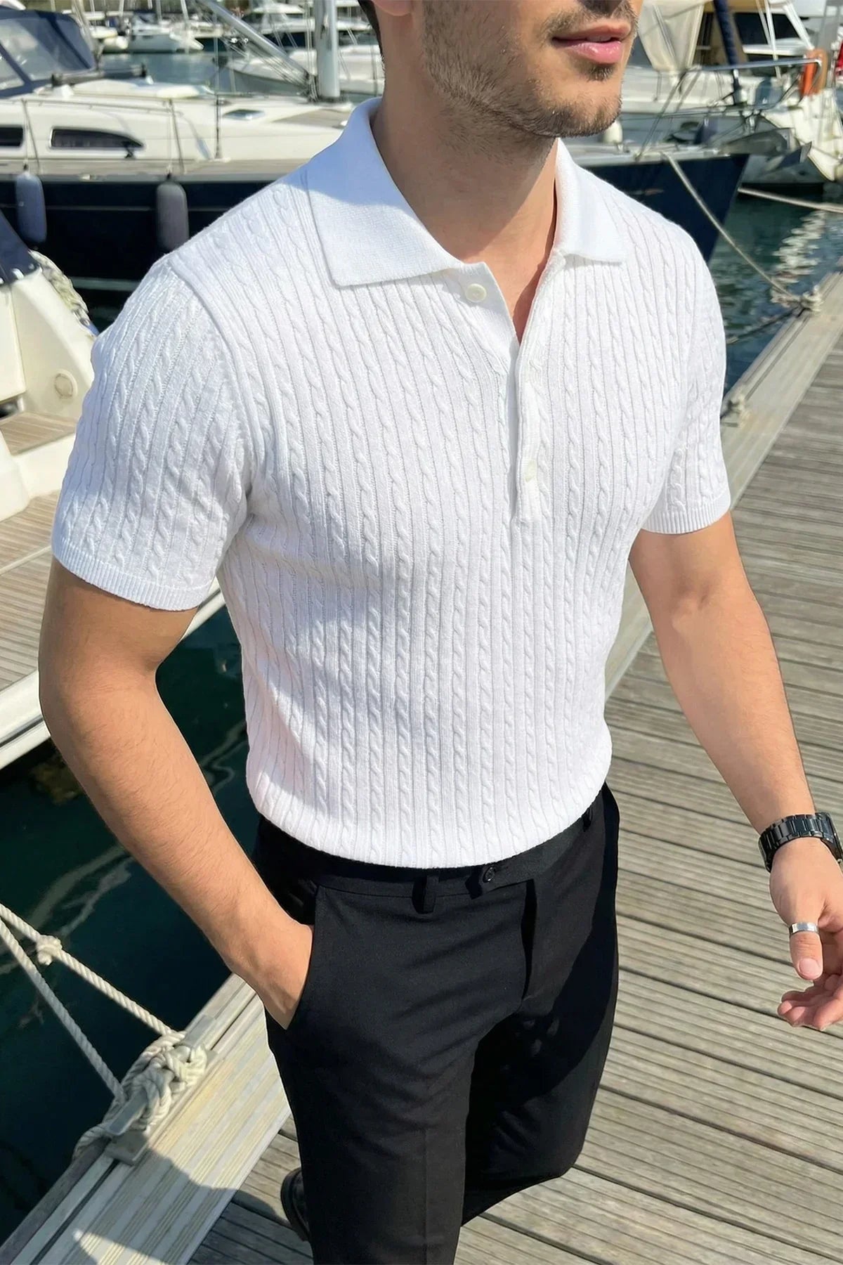 Tangi Premium Pamuk Slim Fit Polo Yaka Erkek Triko Tişört - Livio Ferri