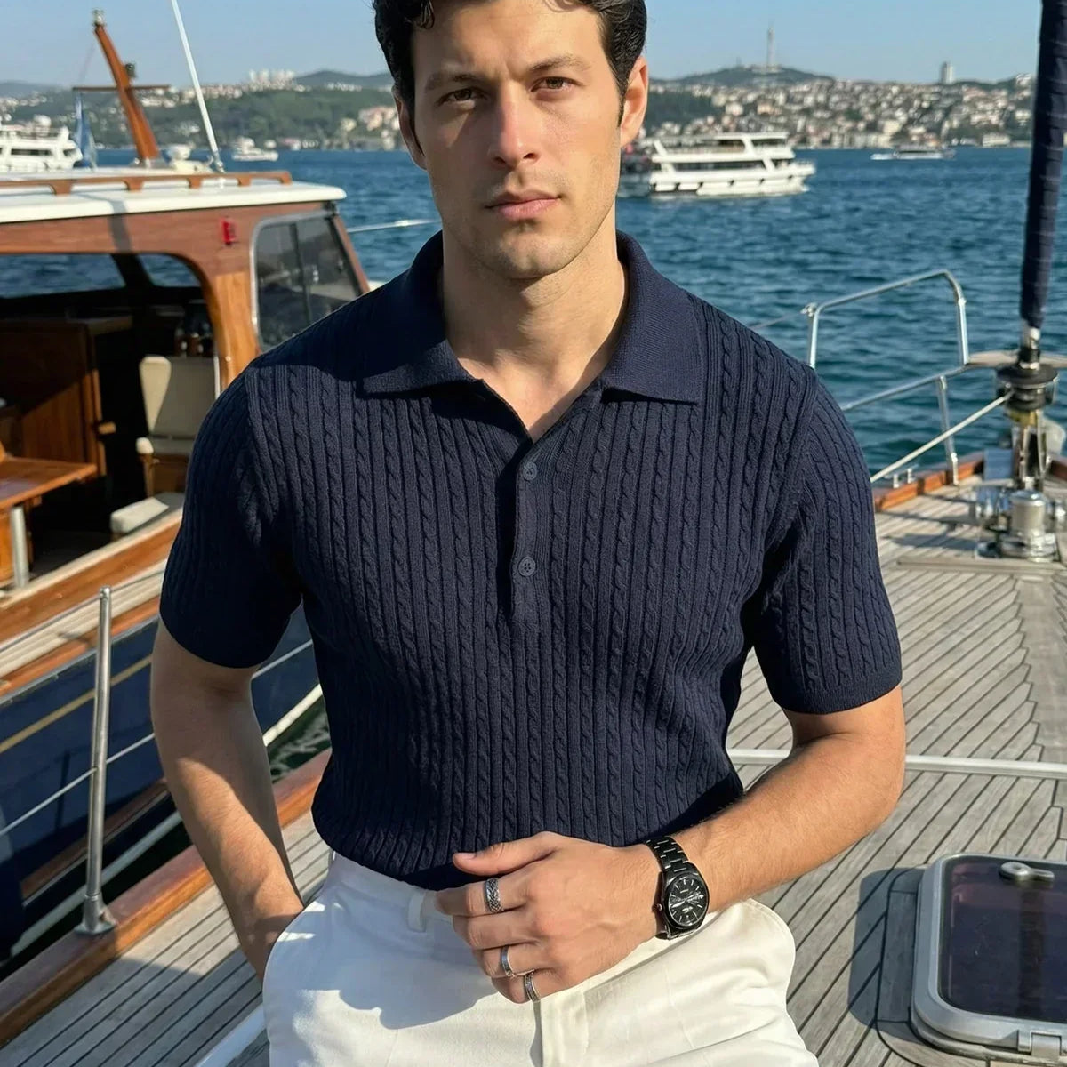 Tangi Premium Pamuk Slim Fit Polo Yaka Erkek Triko Tişört - Livio Ferri