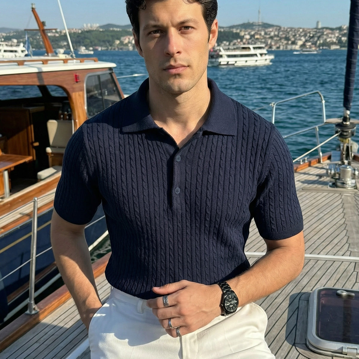 Tangi Premium Pamuk Slim Fit Polo Yaka Erkek Triko Tişört