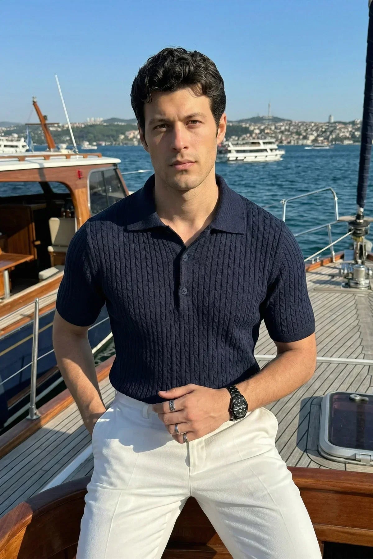 Tangi Premium Pamuk Slim Fit Polo Yaka Erkek Triko Tişört - Livio Ferri
