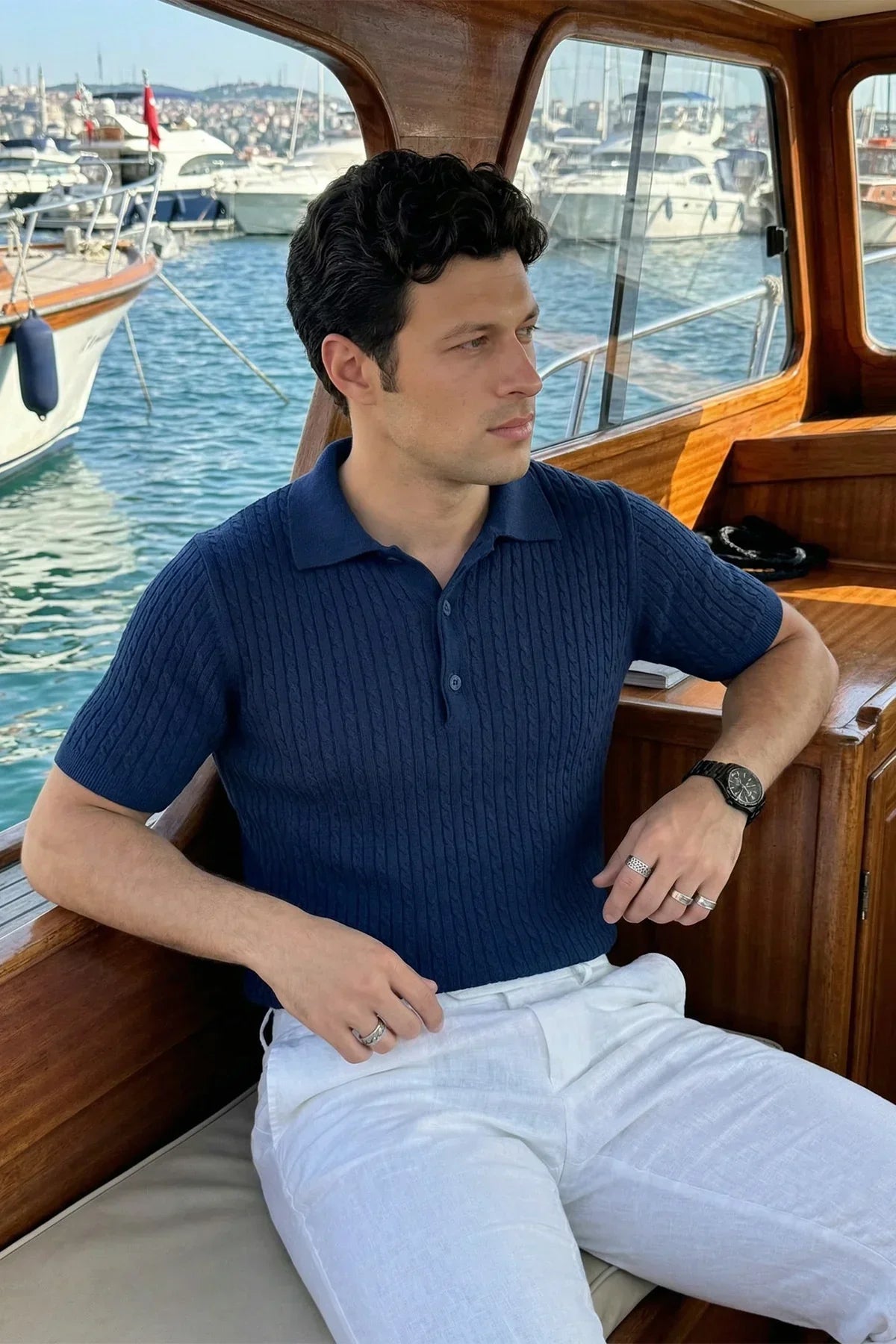 Tangi Premium Pamuk Slim Fit Polo Yaka Erkek Triko Tişört - Livio Ferri