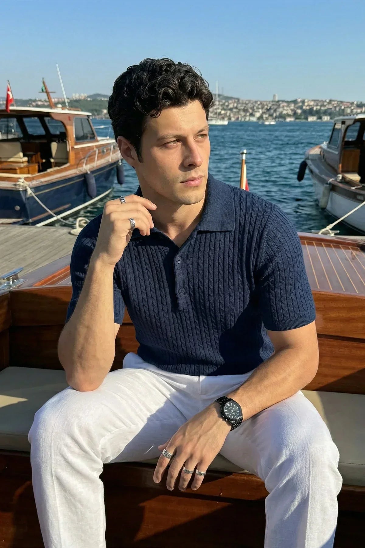 Tangi Premium Pamuk Slim Fit Polo Yaka Erkek Triko Tişört - Livio Ferri