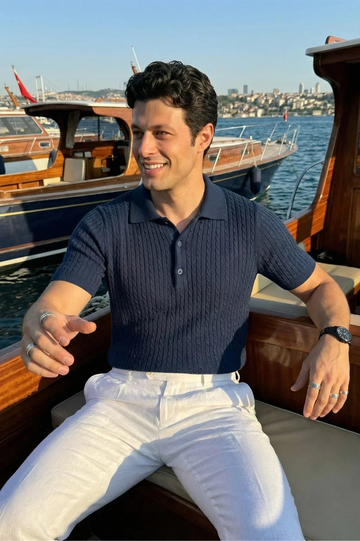 Tangi Premium Pamuk Slim Fit Polo Yaka Erkek Triko Tişört - Livio Ferri