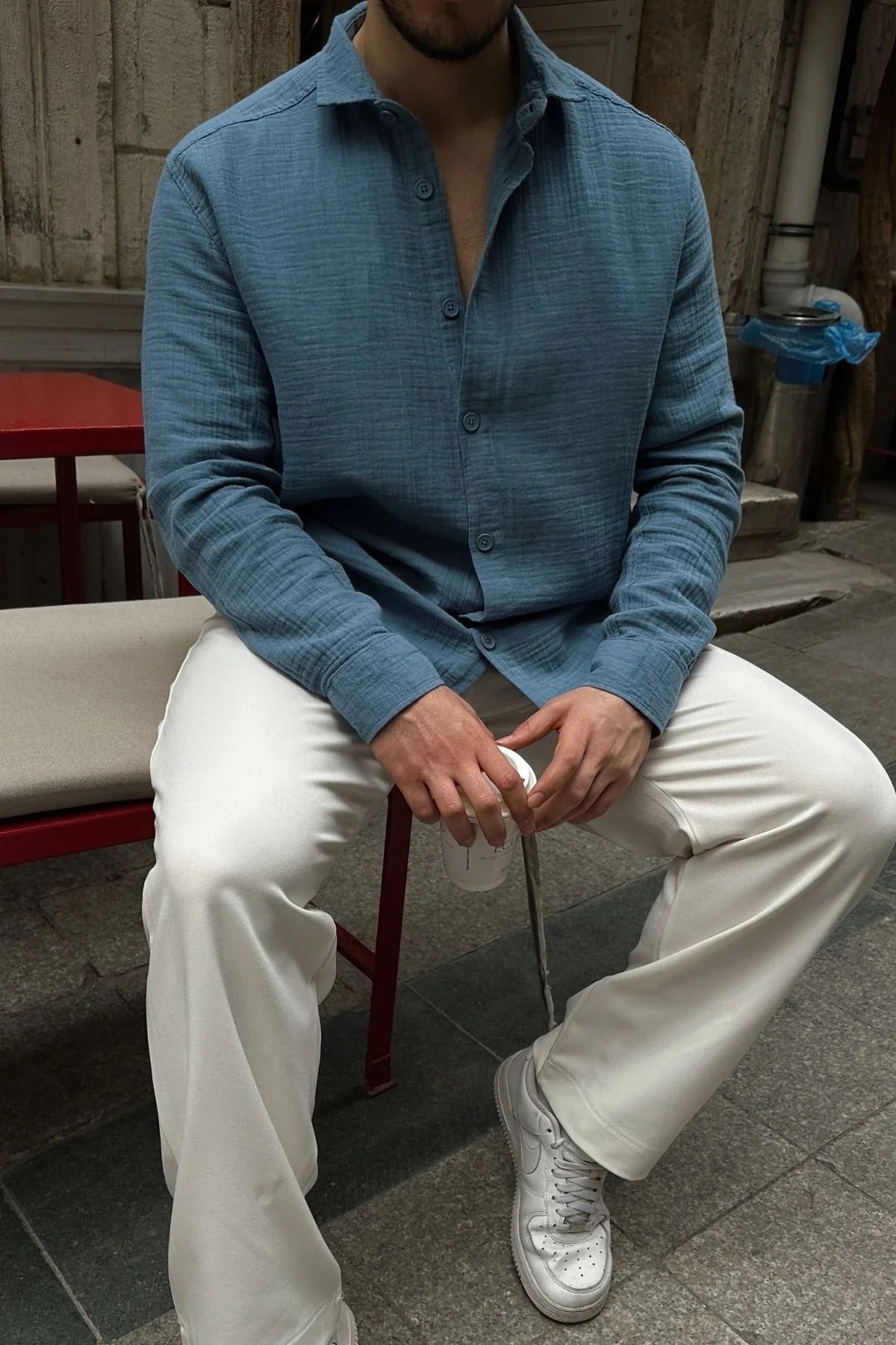 tap-erkek-oversize-pamuk-gomlek-22137 - Livio Ferri