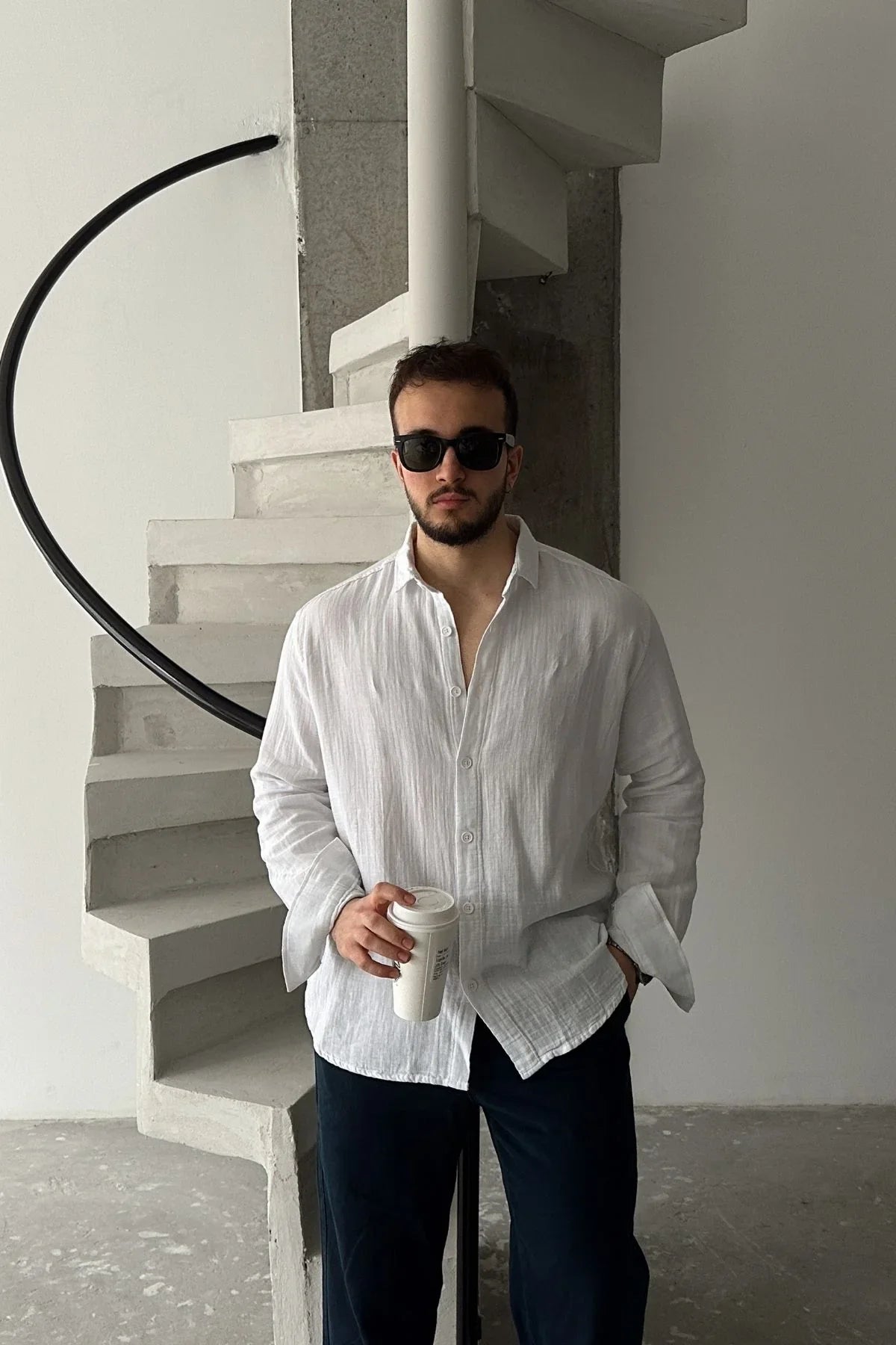 tap-erkek-oversize-pamuk-gomlek-22139 - Livio Ferri