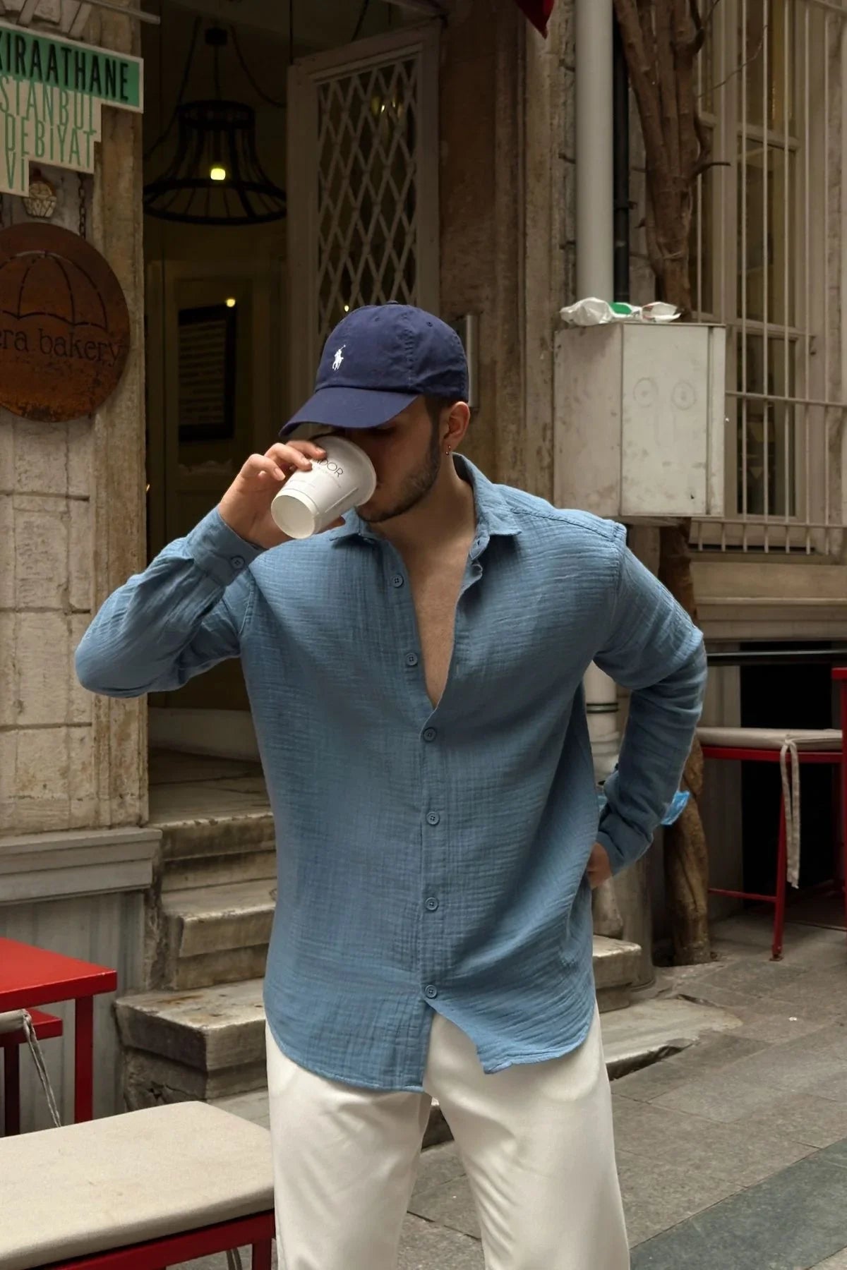 tap-erkek-oversize-pamuk-gomlek-22141 - Livio Ferri