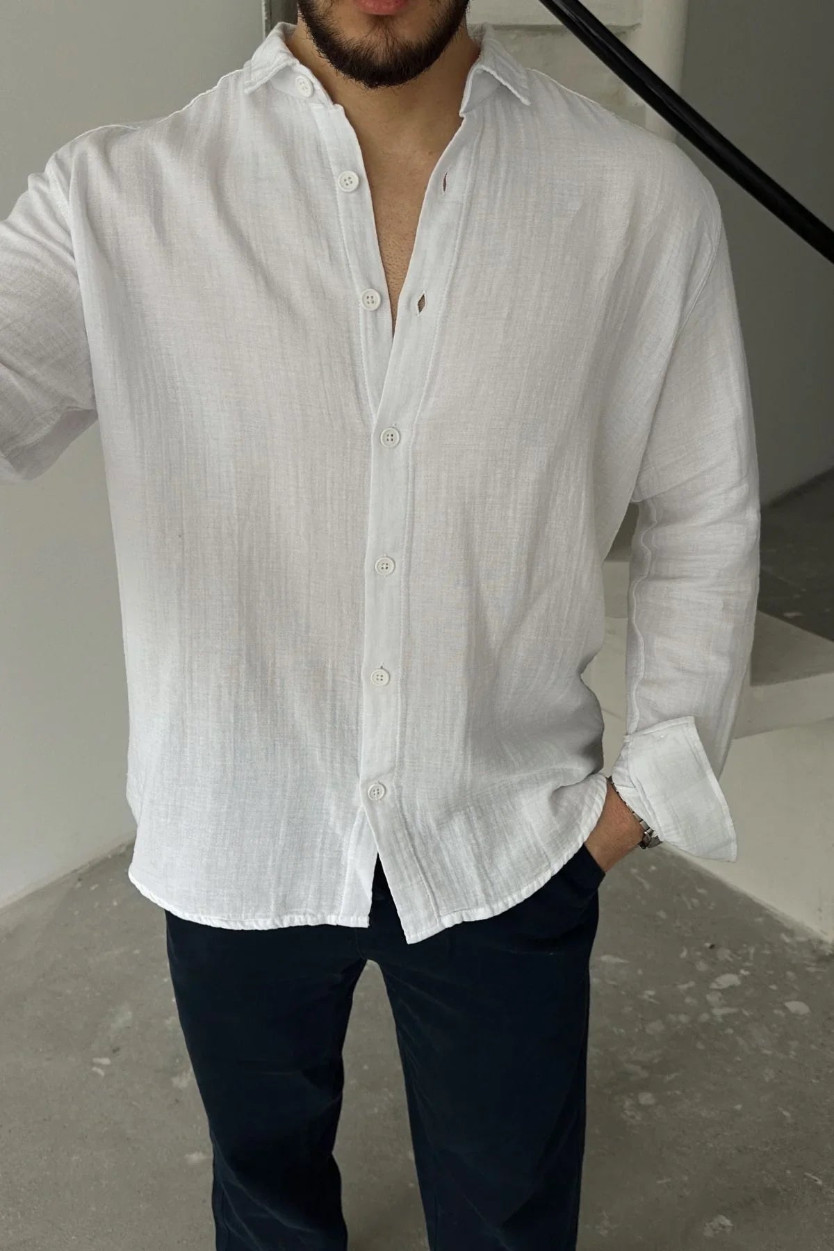 tap-erkek-oversize-pamuk-gomlek-22143 - Livio Ferri