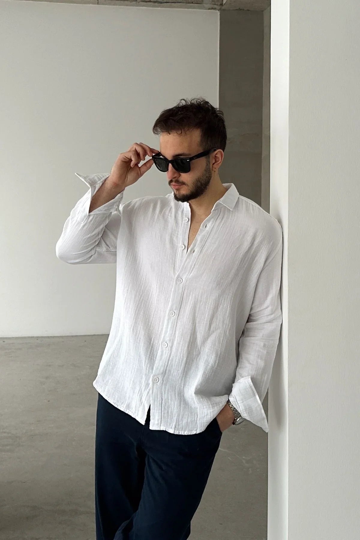 tap-erkek-oversize-pamuk-gomlek-22145 - Livio Ferri