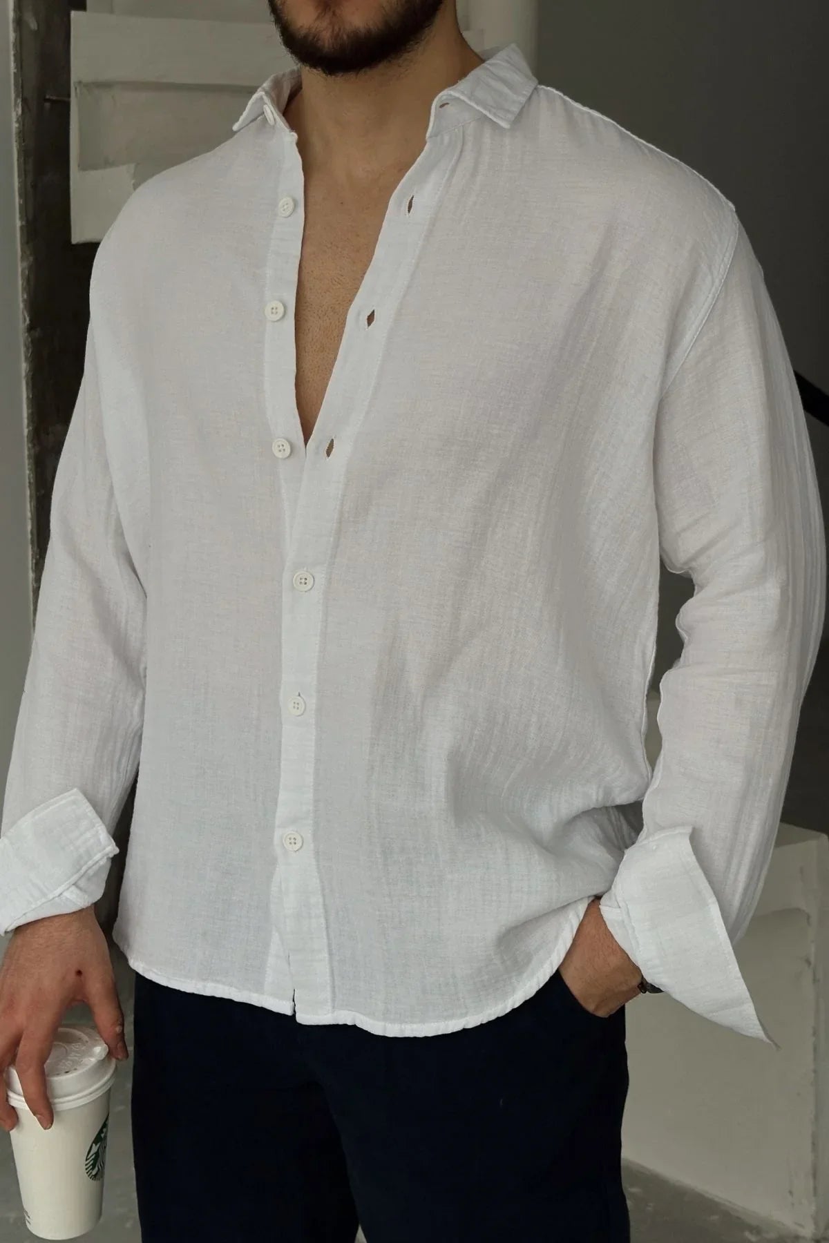 tap-erkek-oversize-pamuk-gomlek-22147 - Livio Ferri