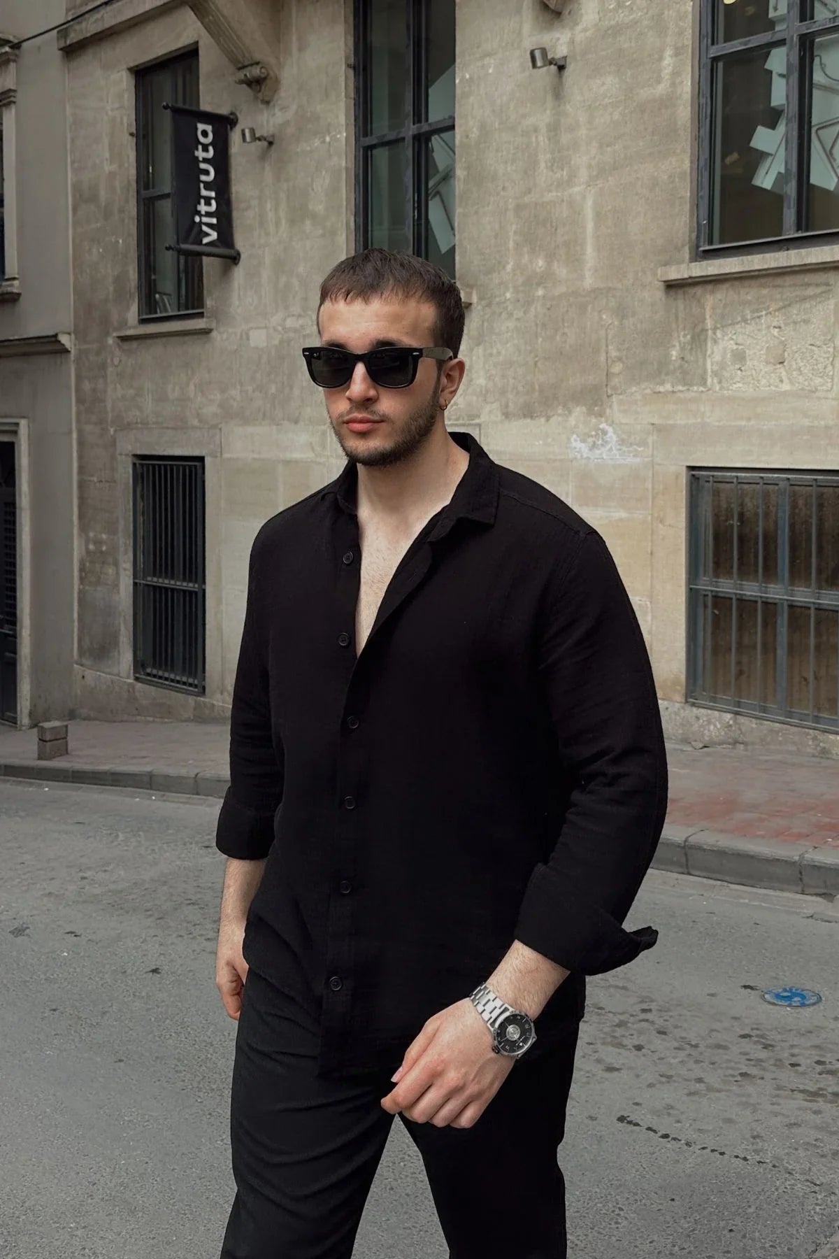 tap-erkek-oversize-pamuk-gomlek-22148 - Livio Ferri