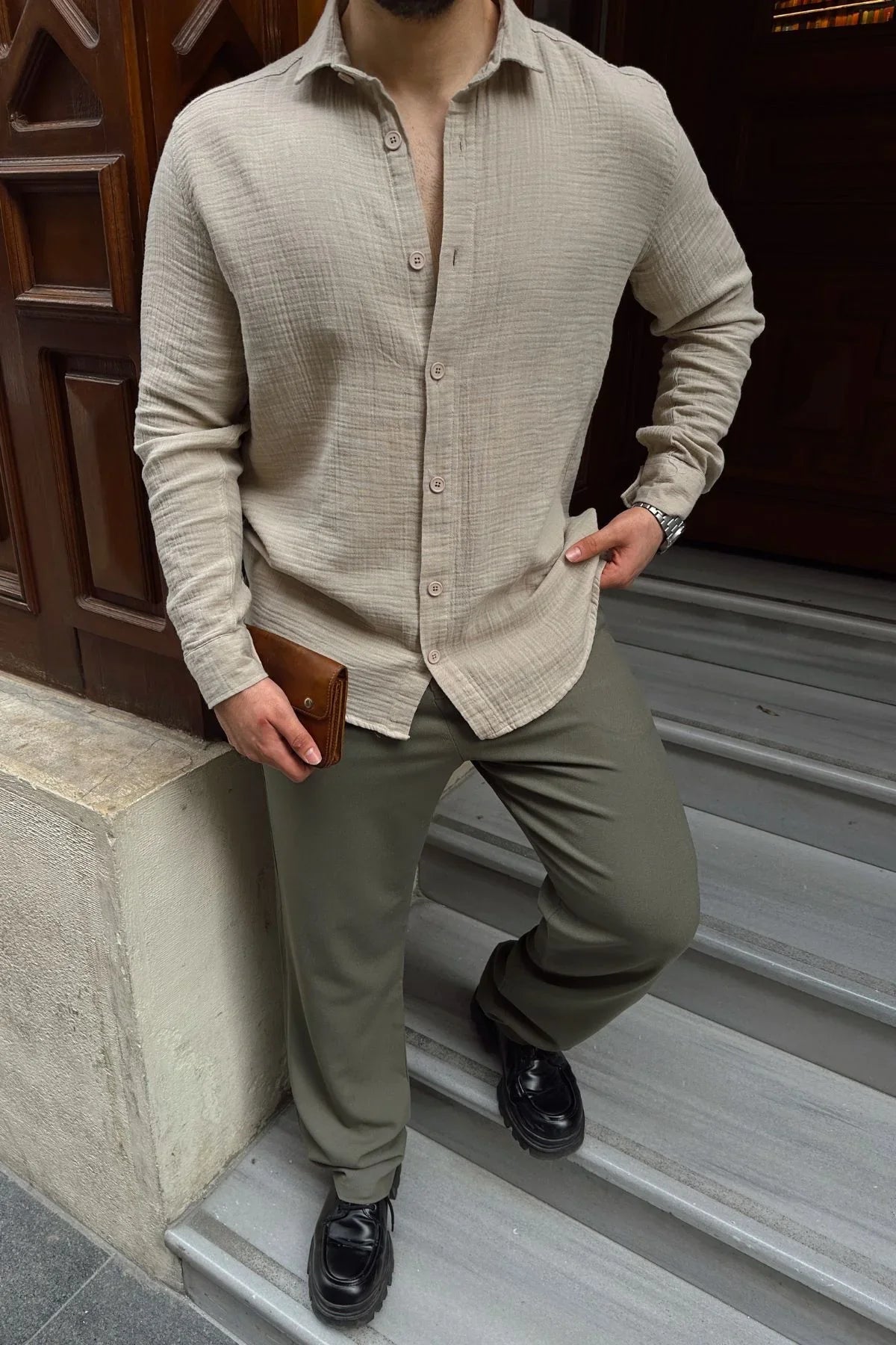 tap-erkek-oversize-pamuk-gomlek-22154 - Livio Ferri