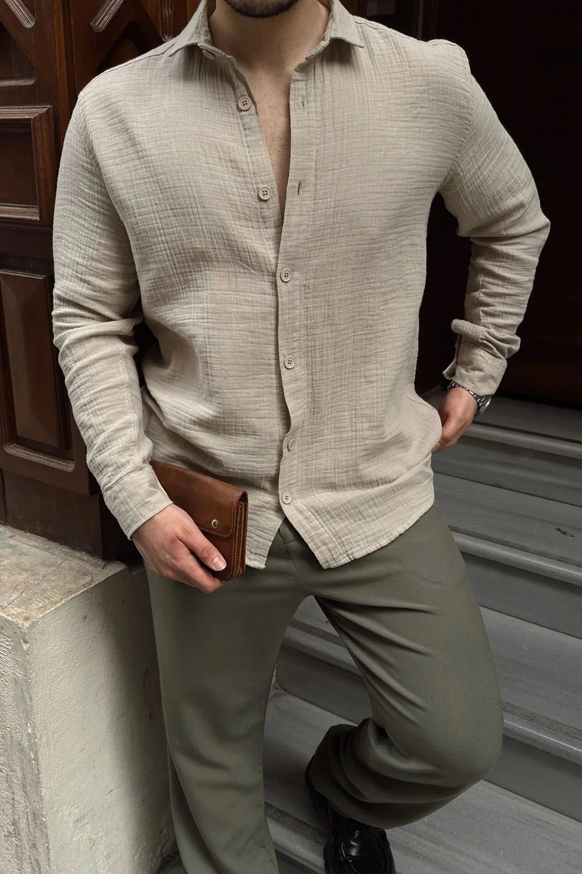 tap-erkek-oversize-pamuk-gomlek-22162 - Livio Ferri