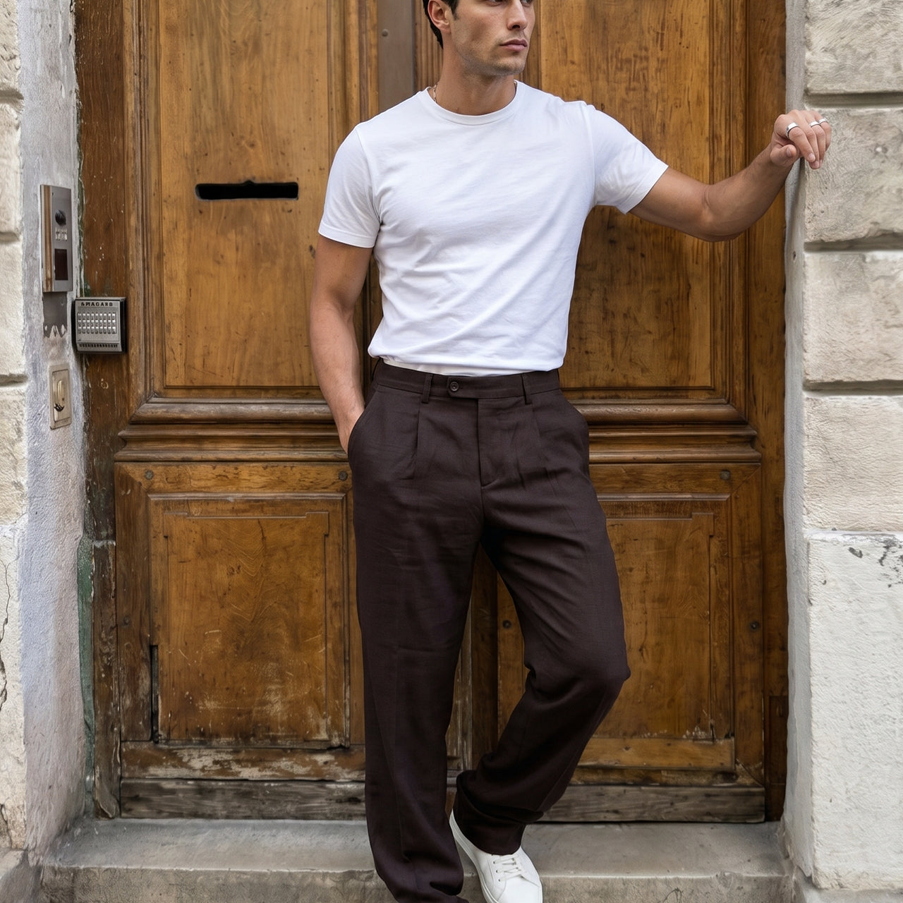 Tirva Keten Baggy Bol Paça Erkek Pantolon